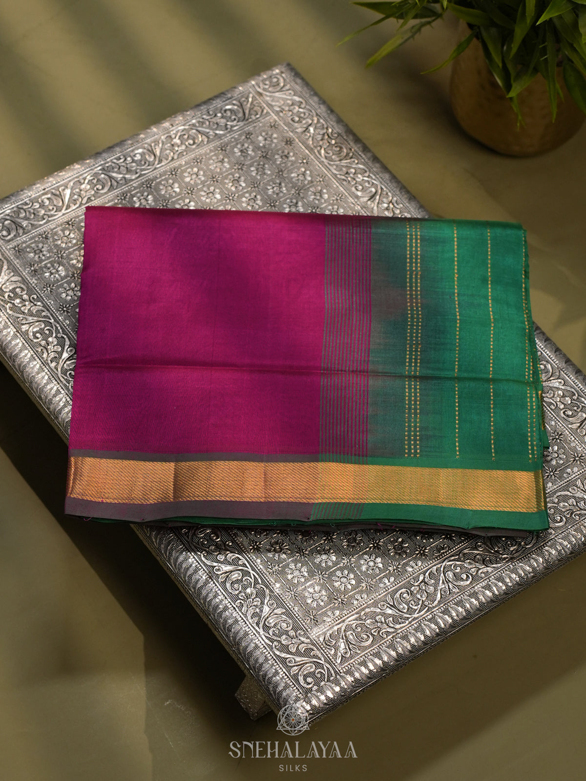 Magenta Kanchi Silk Cotton Saree