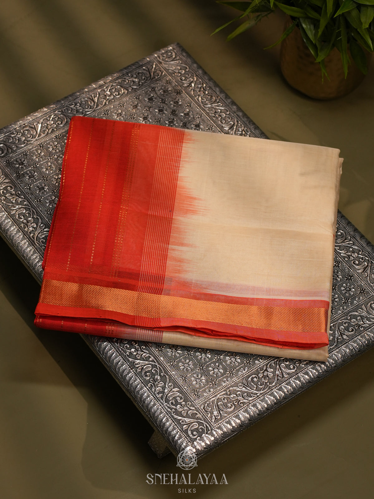 Cream Kanchi Silk Cotton Saree