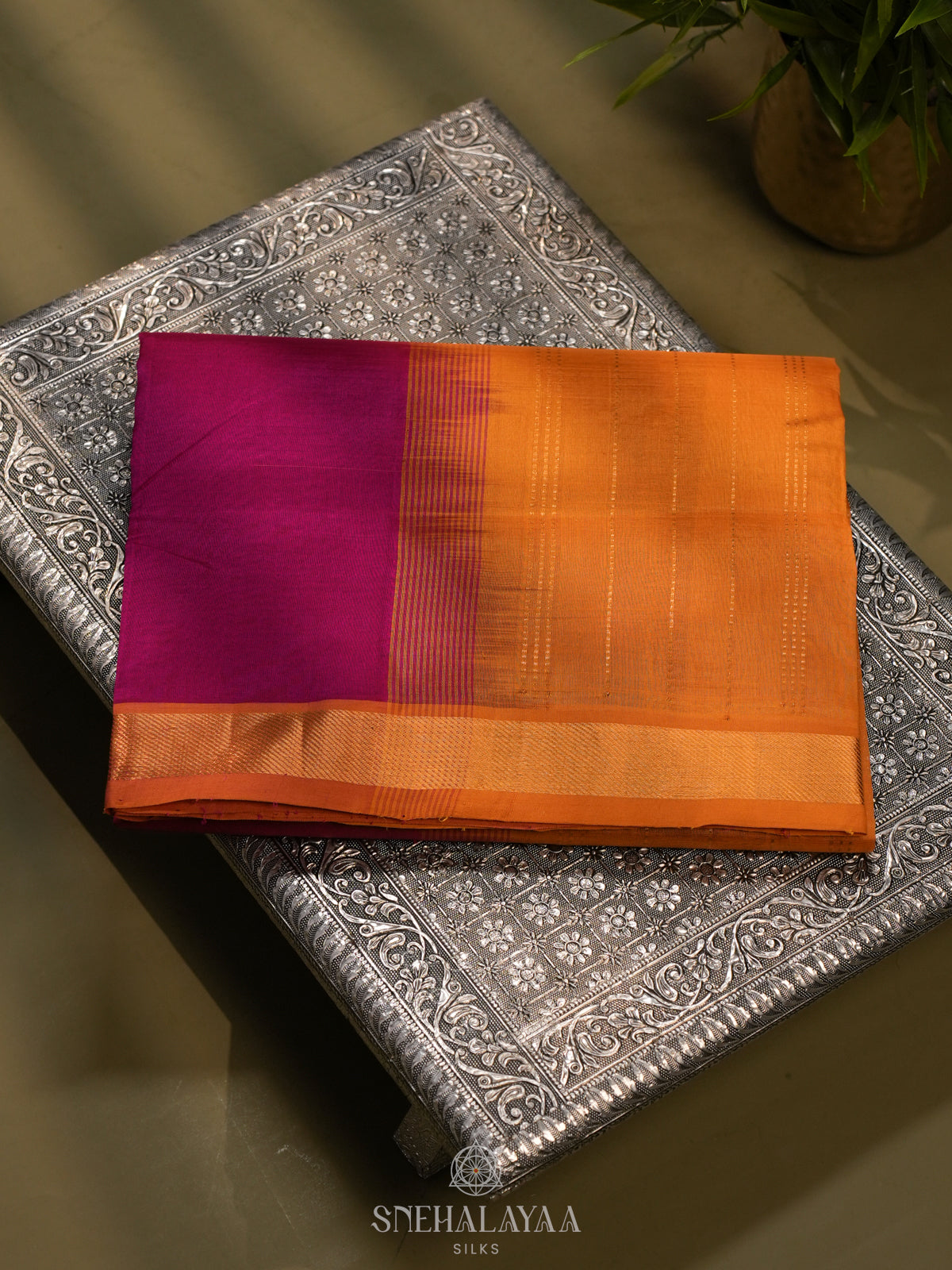 Magenta Kanchi Silk Cotton Saree