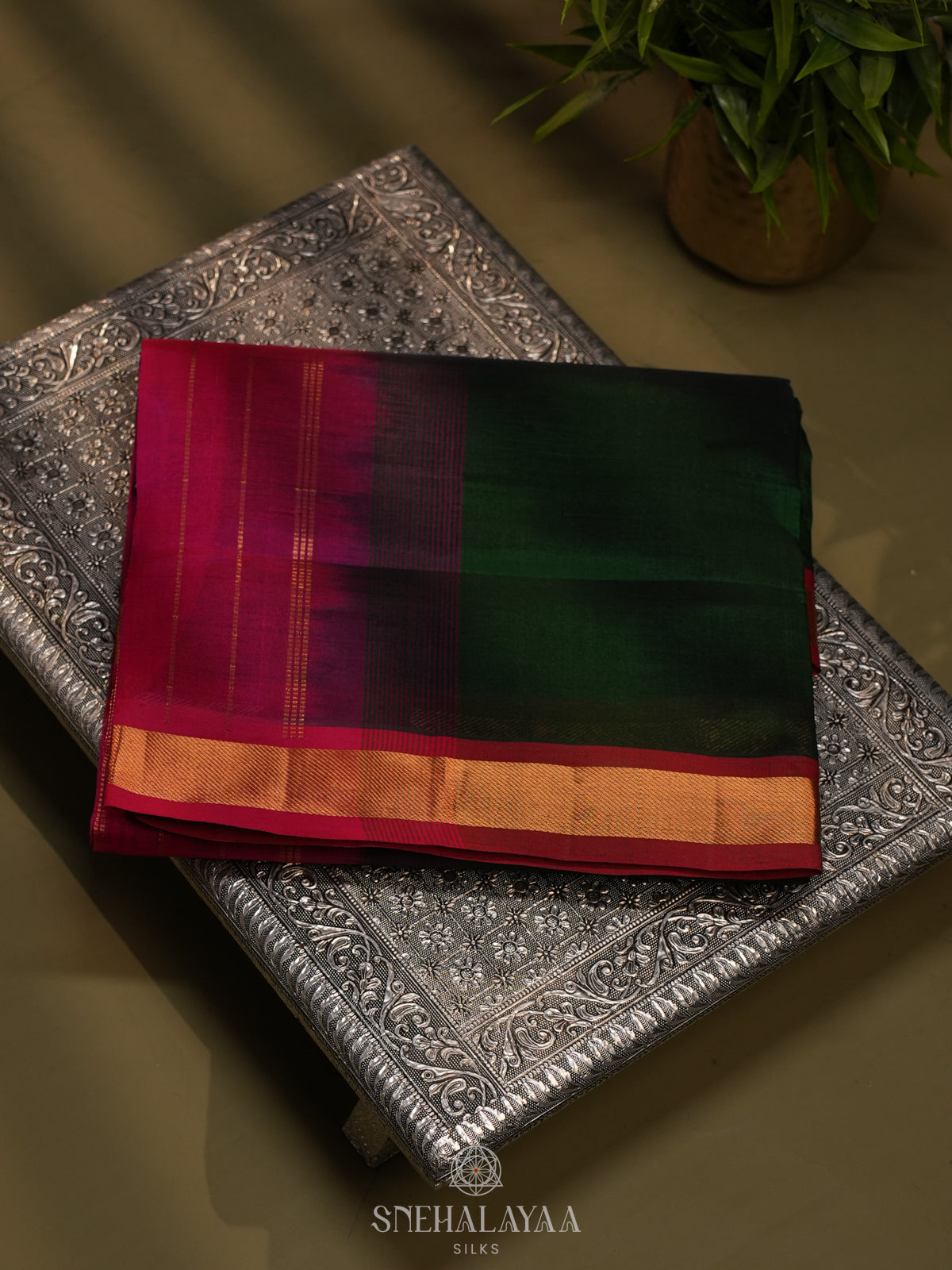 Forest Green Kanchi Silk Cotton Saree
