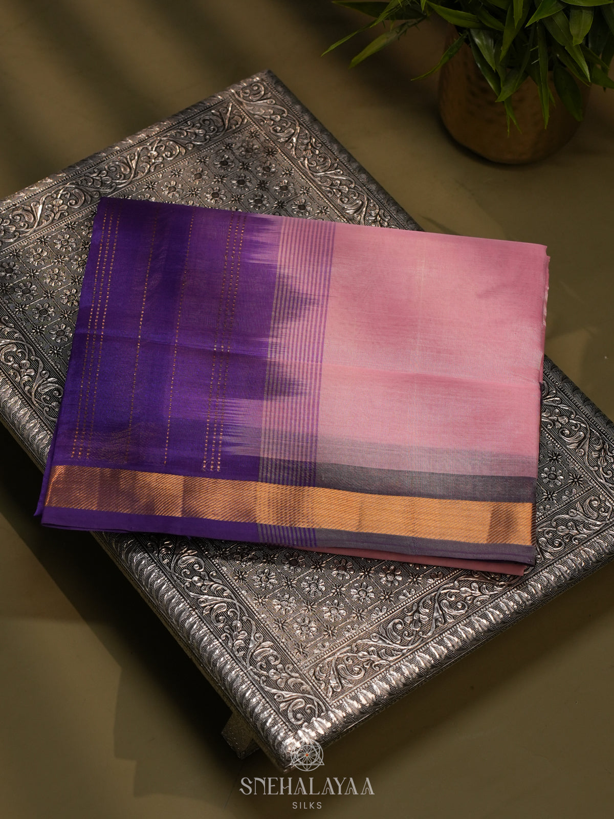 Baby Pink Kanchi Silk Cotton Saree