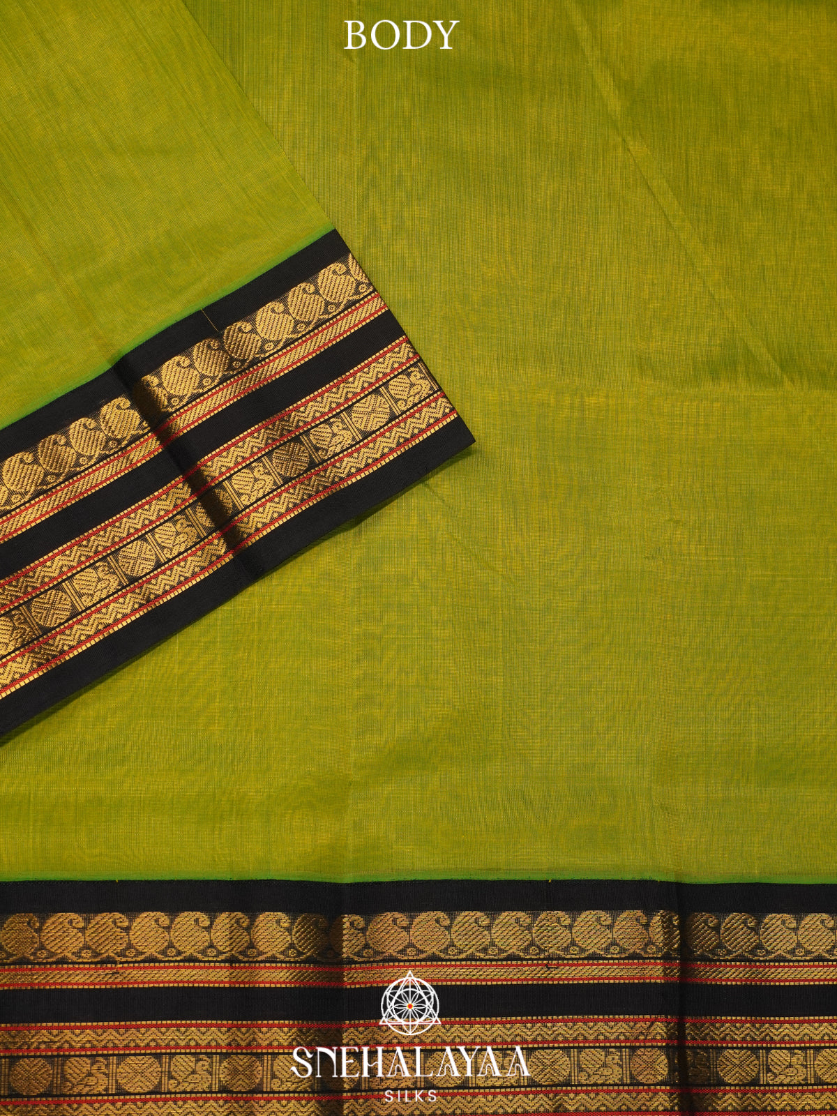 Lime Green Kanchi Silk Cotton Saree