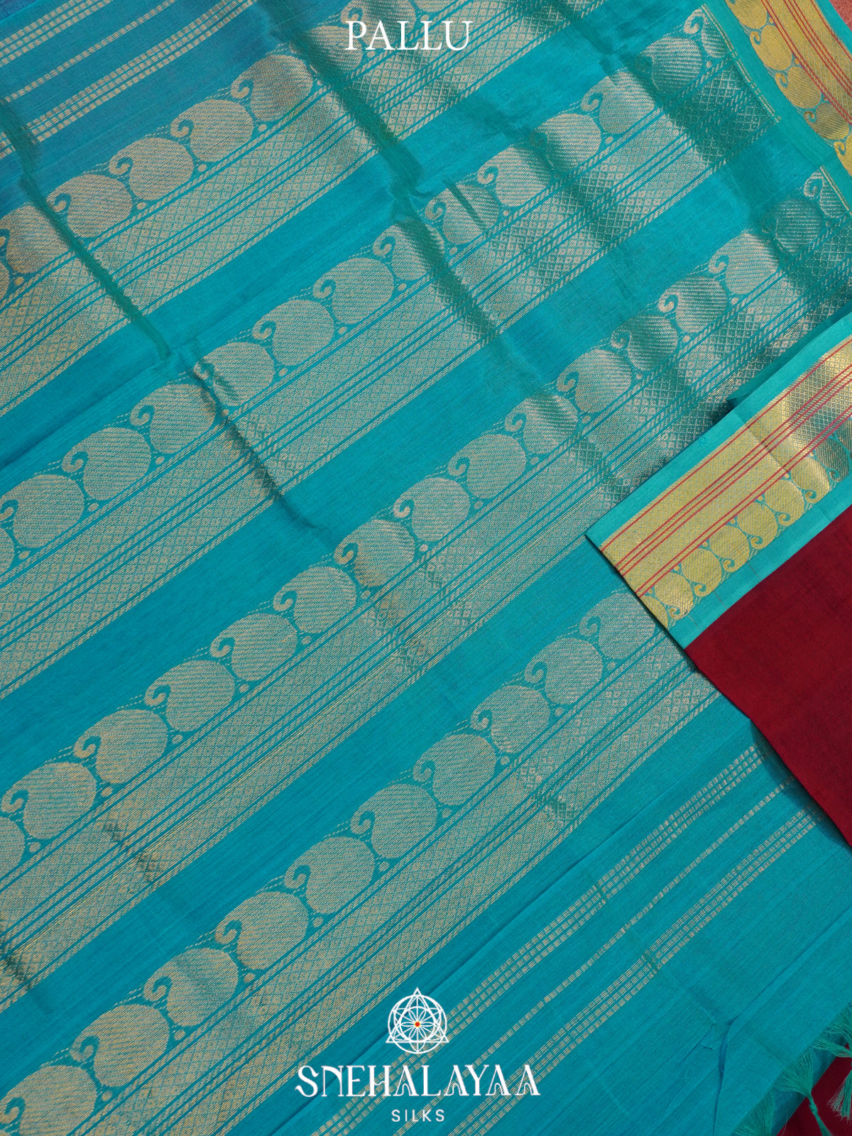 Maroon Kanchi Silk Cotton Saree