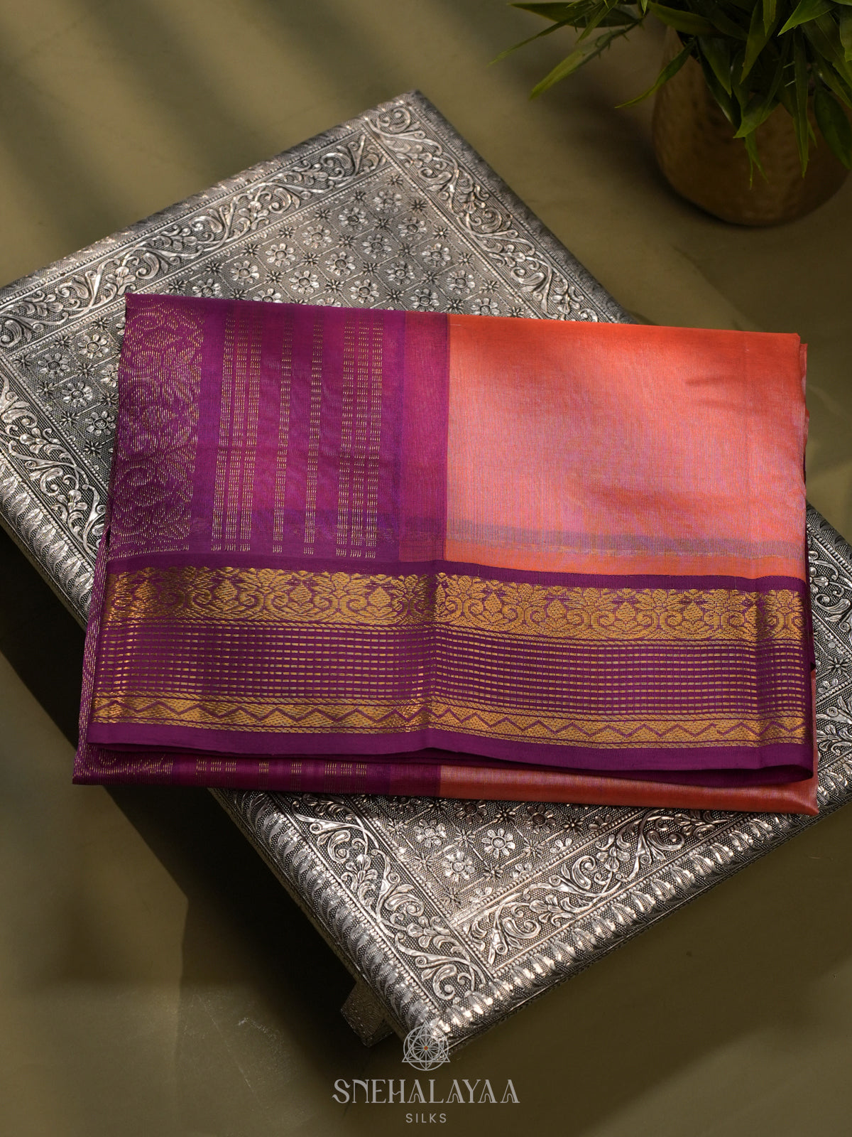 Peach Kanchi Silk Cotton Saree