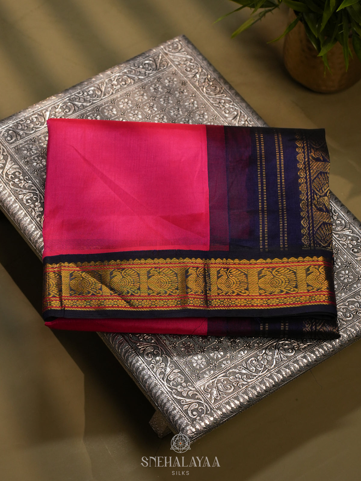Pink  Kanchi Silk Cotton Saree