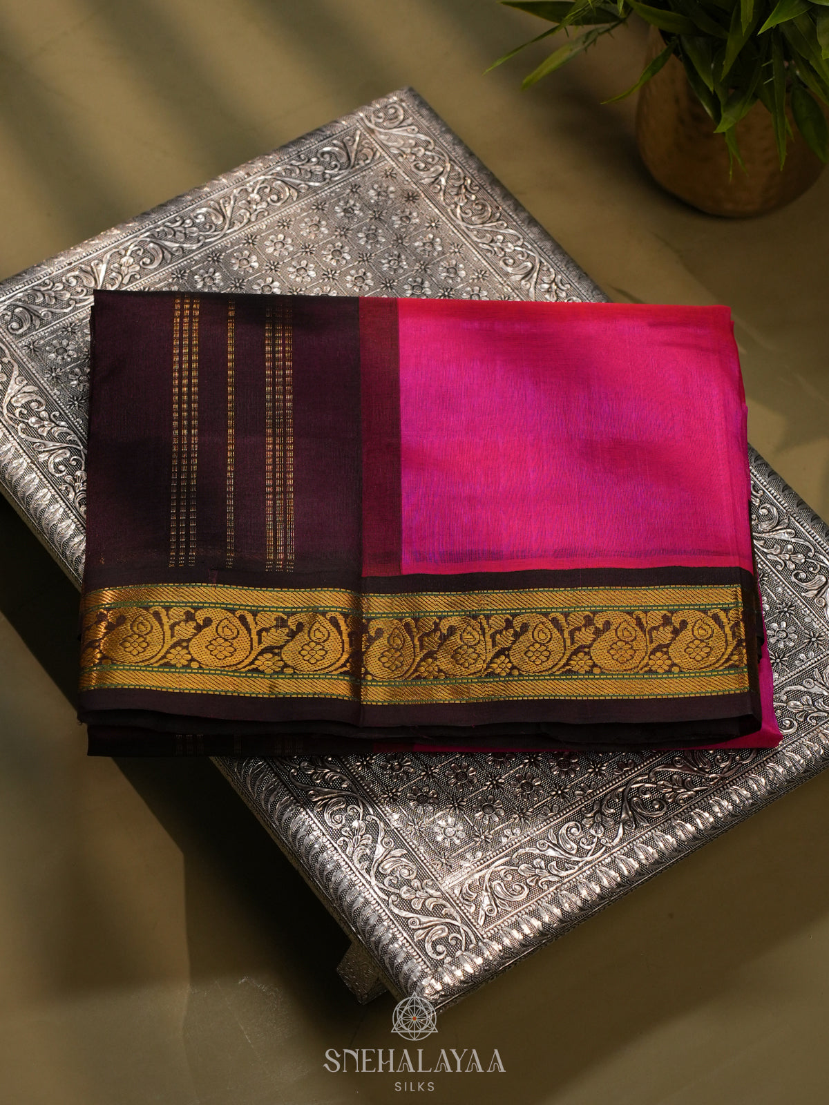 Magenta Pink Kanchi Silk Cotton Saree