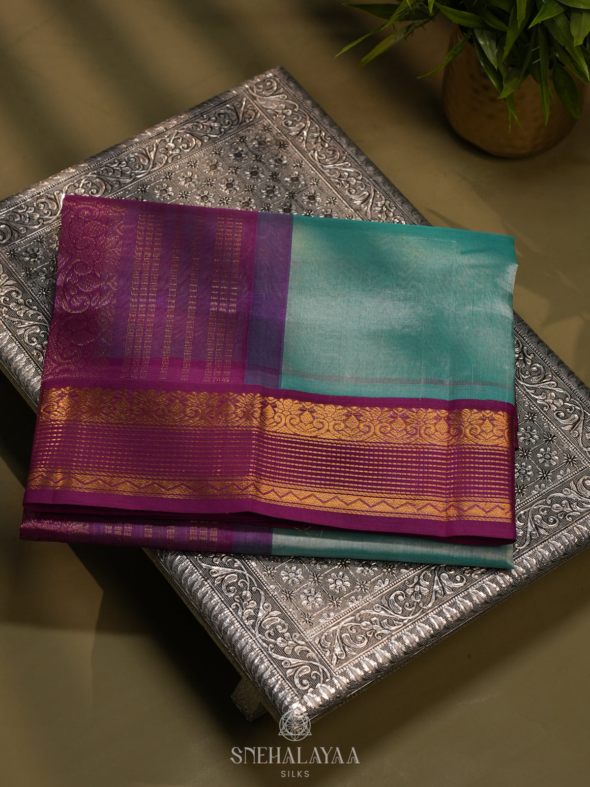 Mint Blue Kanchi Silk Cotton Saree