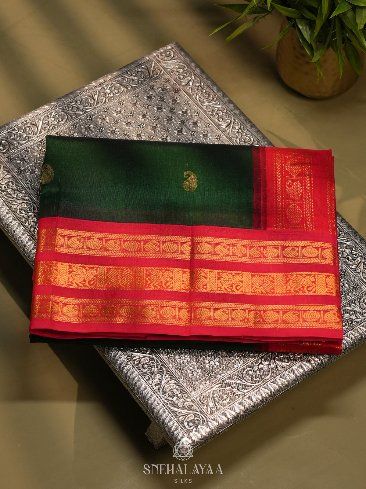 Forest Green Kanchi Silk Cotton Saree