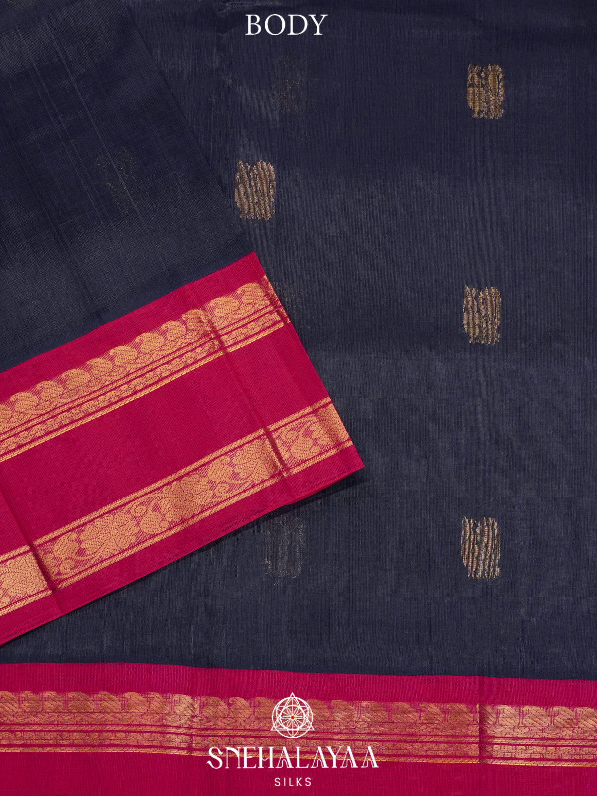 Ink Blue Kanchi Silk Cotton Saree