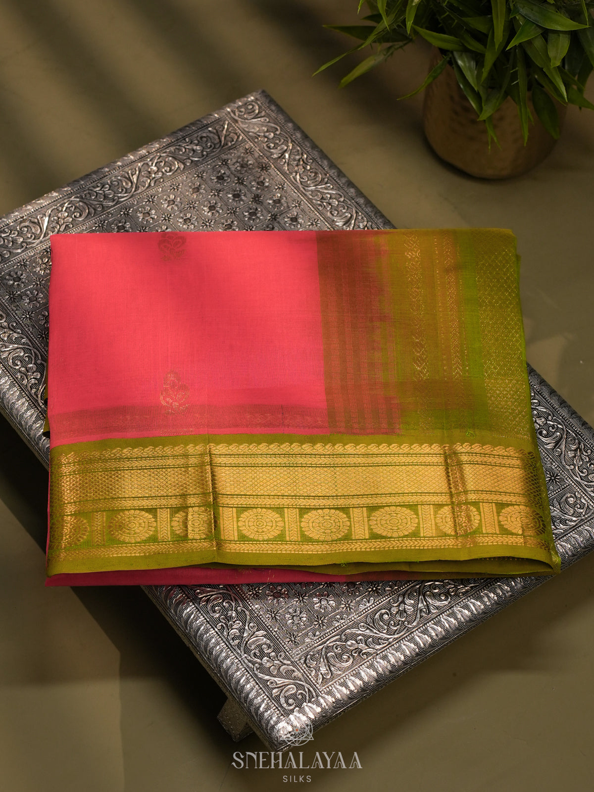 Peach Kanchi Silk Cotton Saree