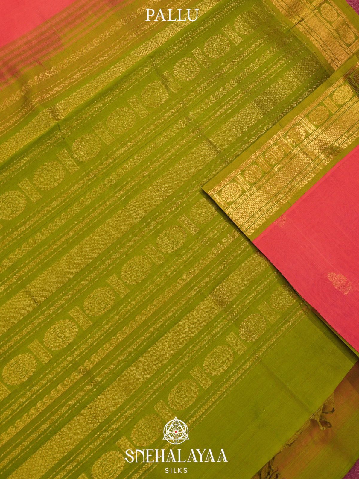 Peach Kanchi Silk Cotton Saree