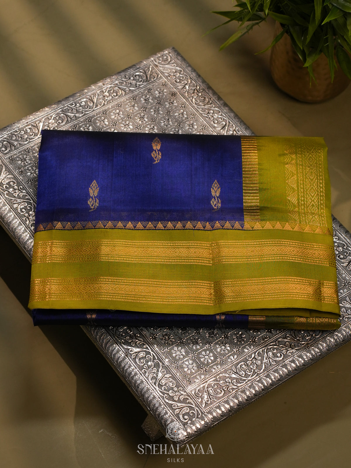 Royal Blue Kanchi Silk Cotton Saree