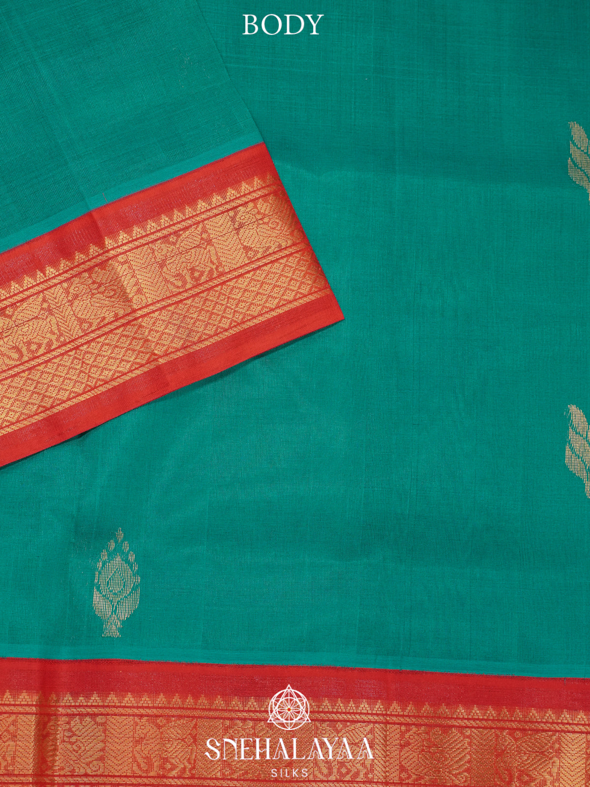 Teal Green Kanchi Silk Cotton Saree