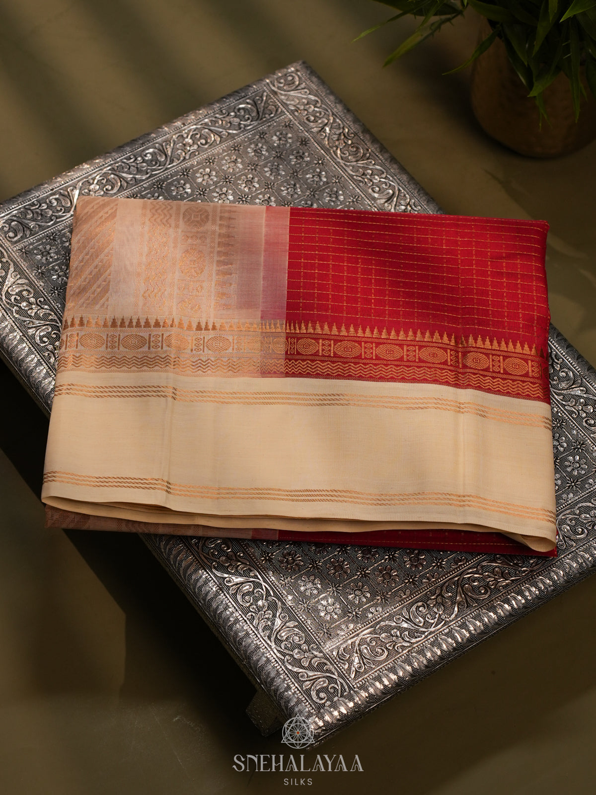 Red Kanchi Silk Cotton Saree