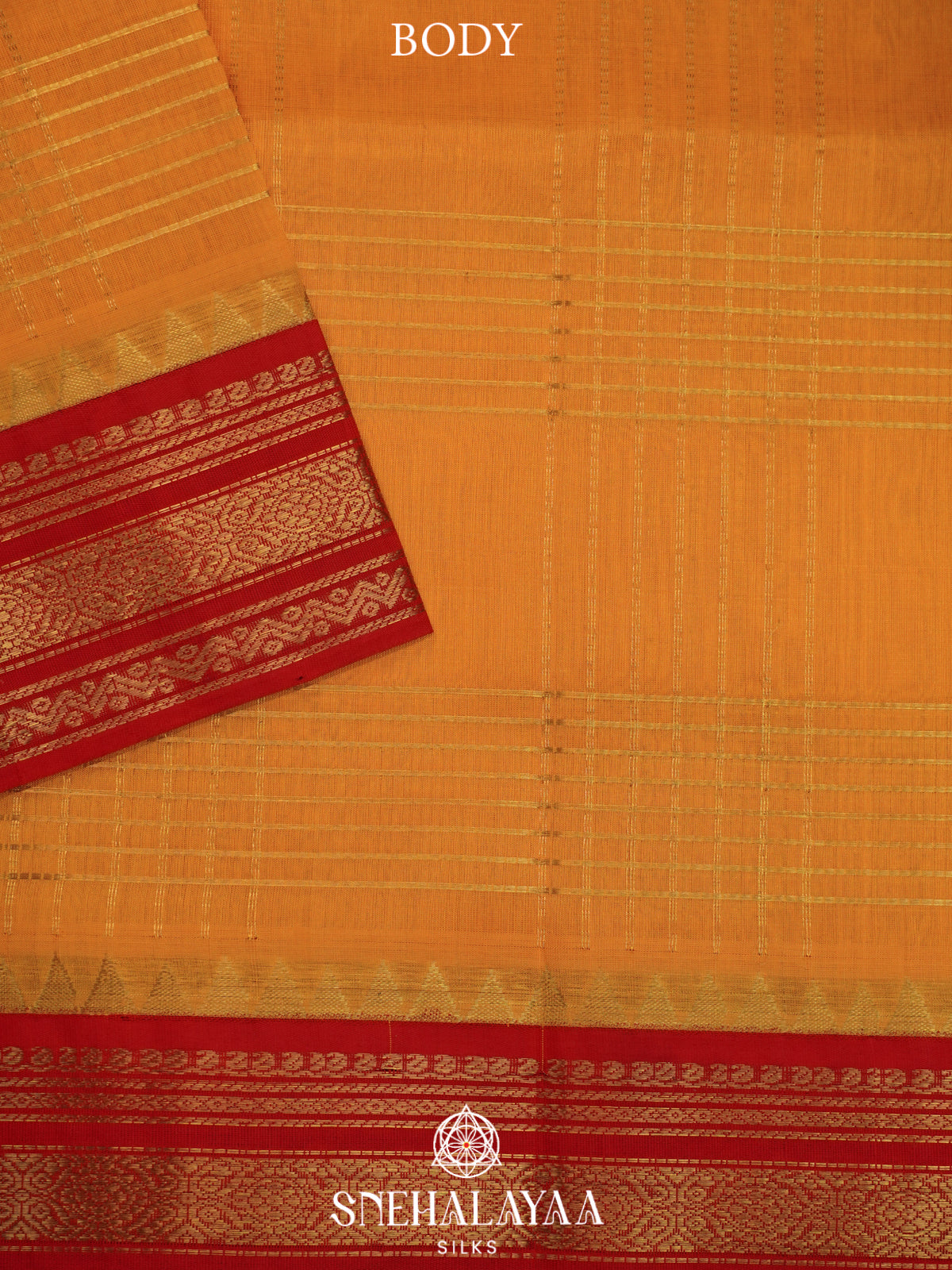 Orange Kanchi Silk Cotton Saree