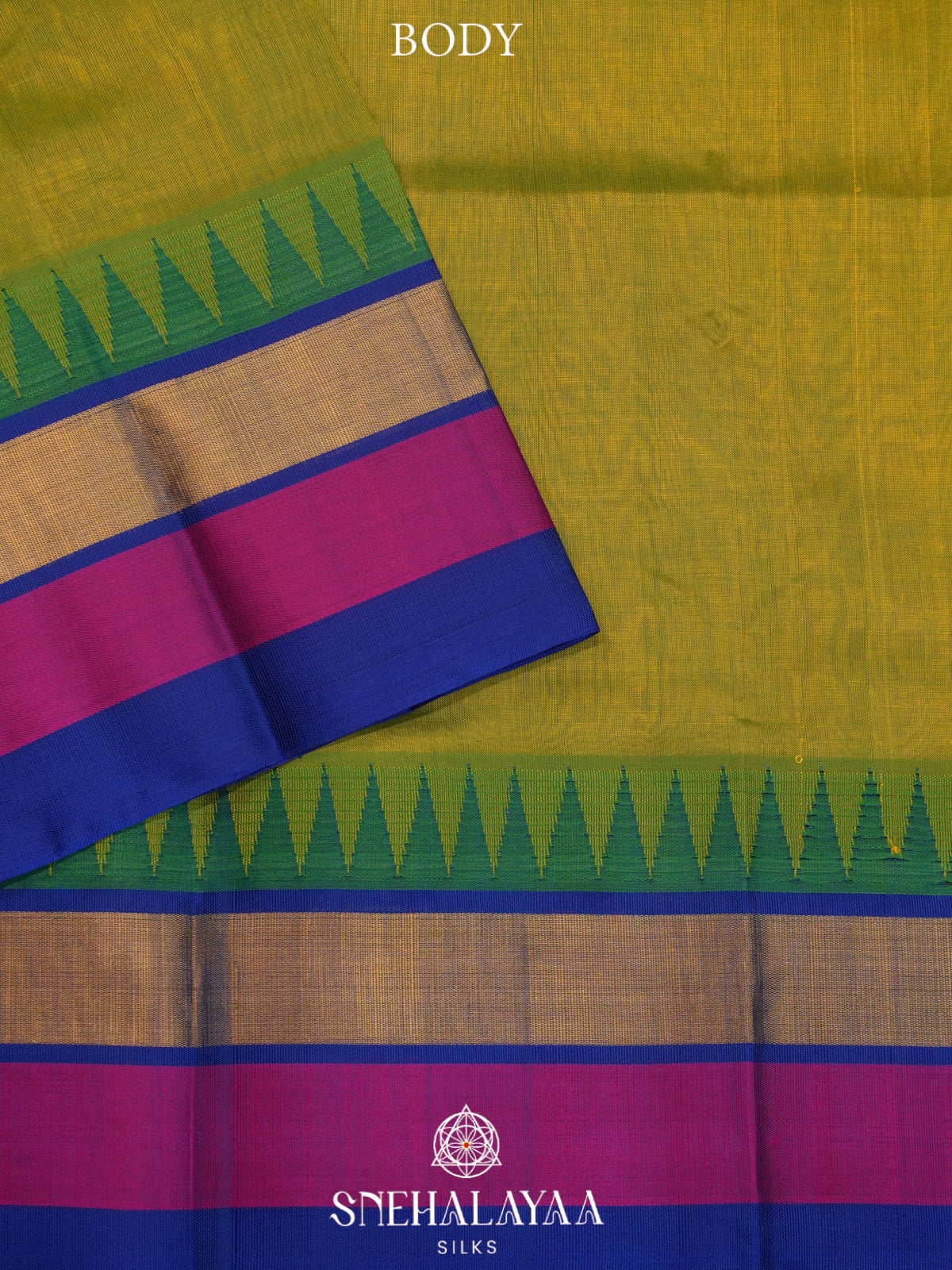 Lime Green Kanchi Silk Cotton Saree