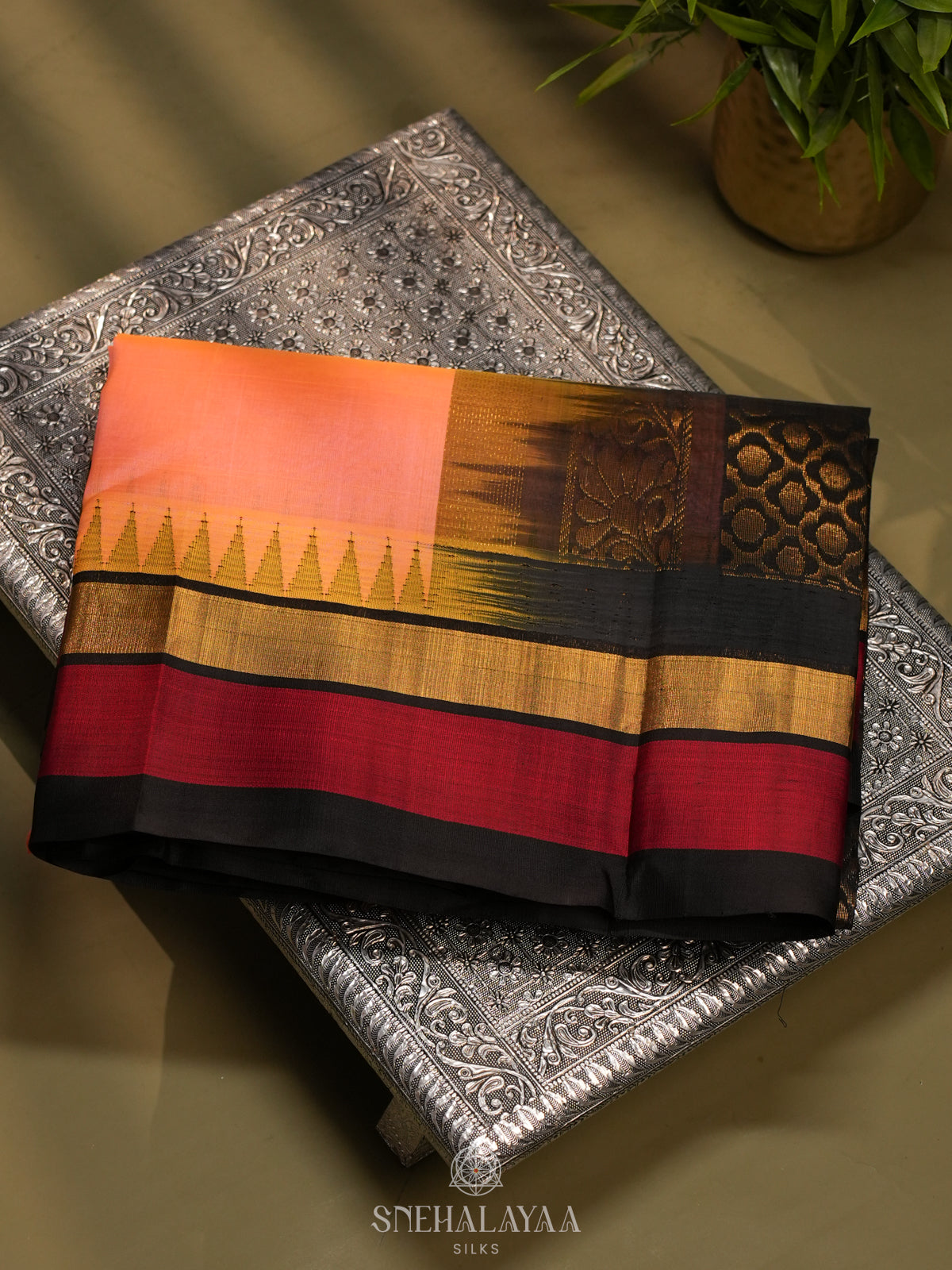 Peach Kanchi Silk Cotton Saree