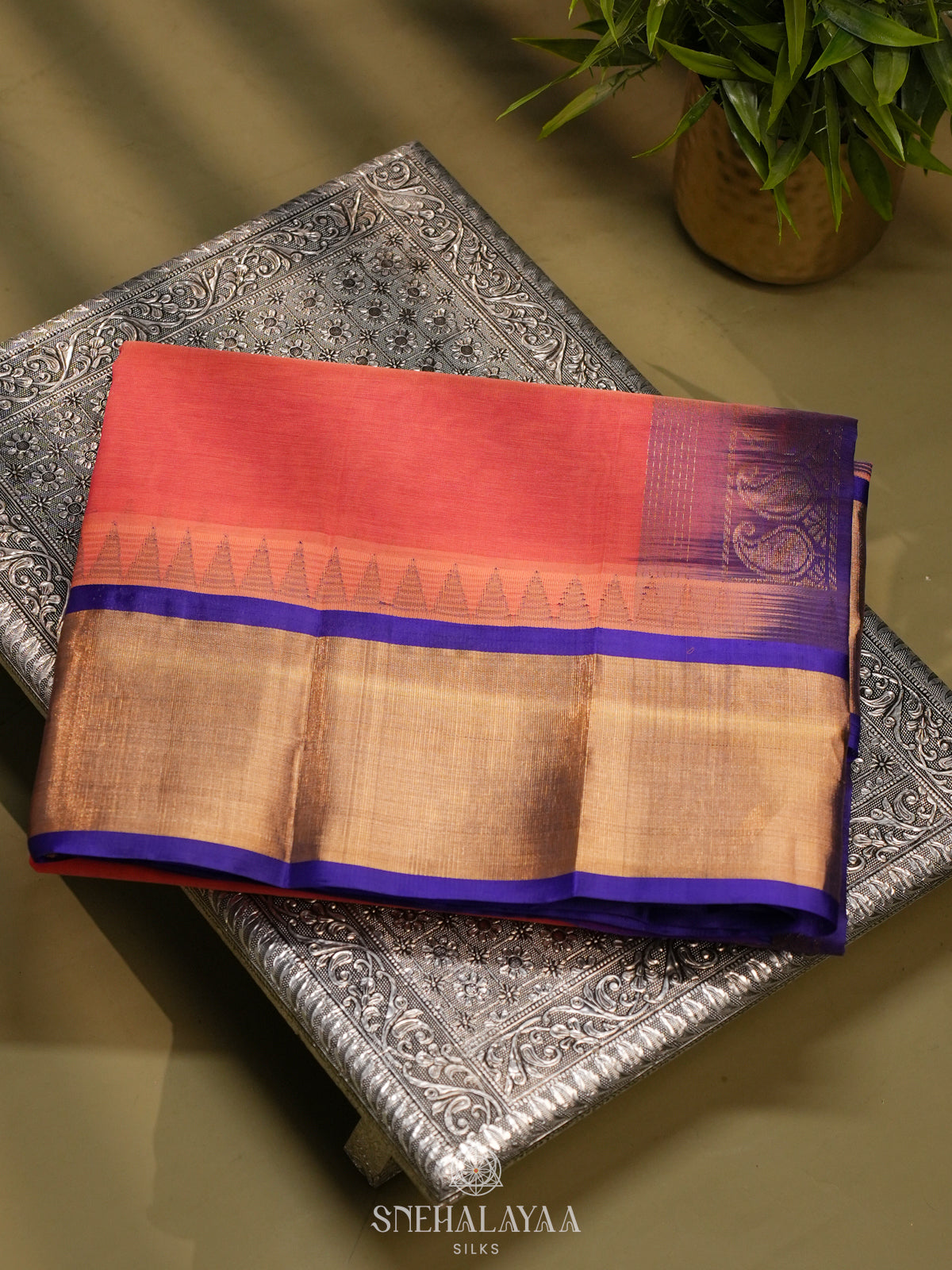 Peach Kanchi Silk Cotton Saree