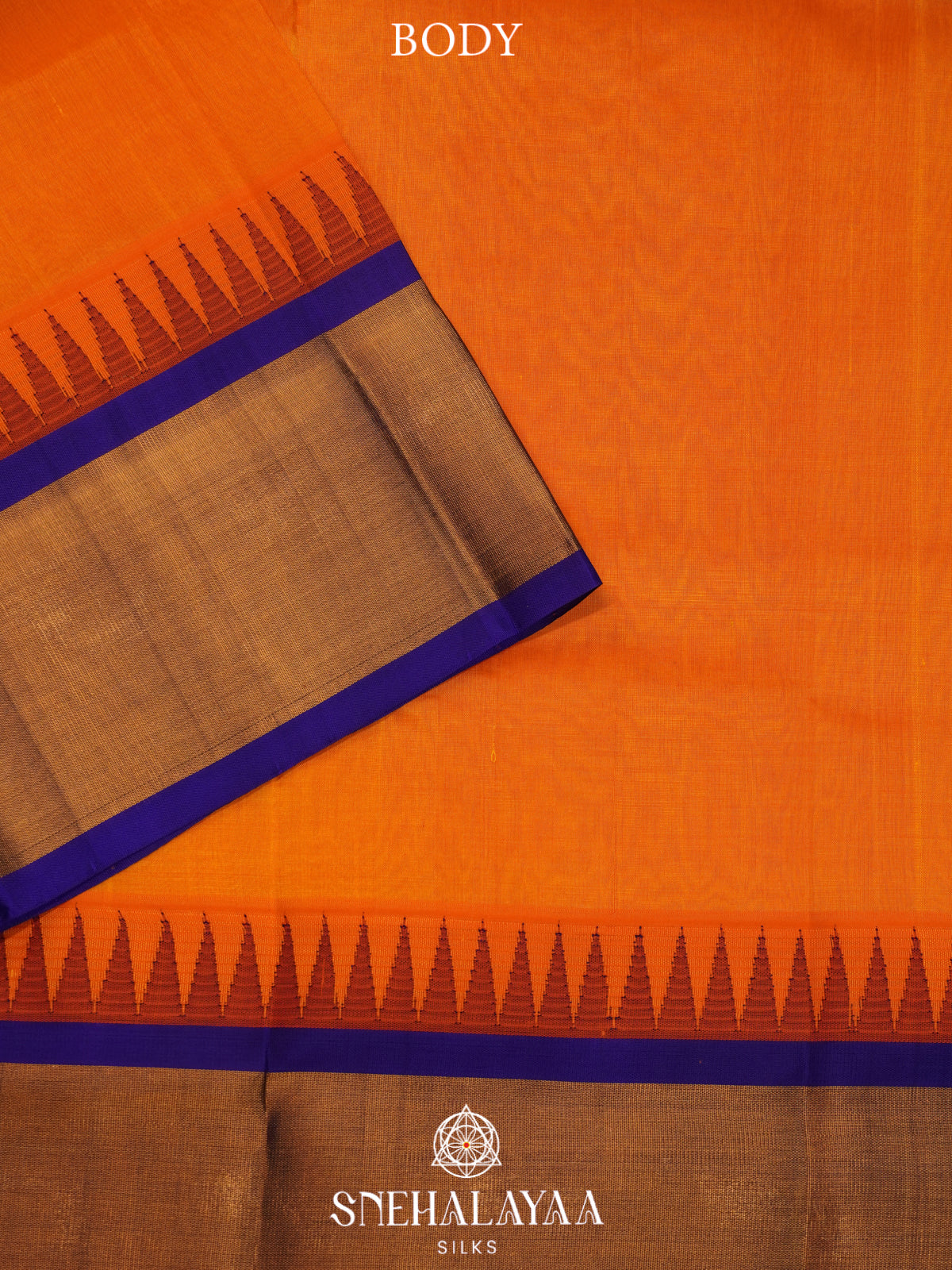 Orange Kanchi Silk Cotton Saree