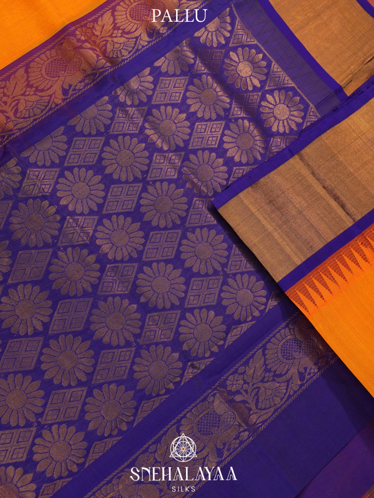 Orange Kanchi Silk Cotton Saree