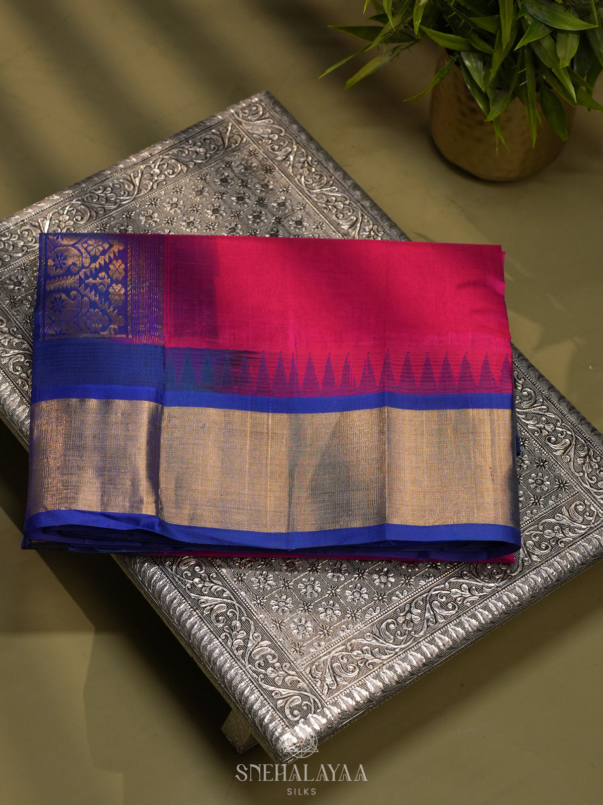 Ruby Red Kanchi Silk Cotton Saree