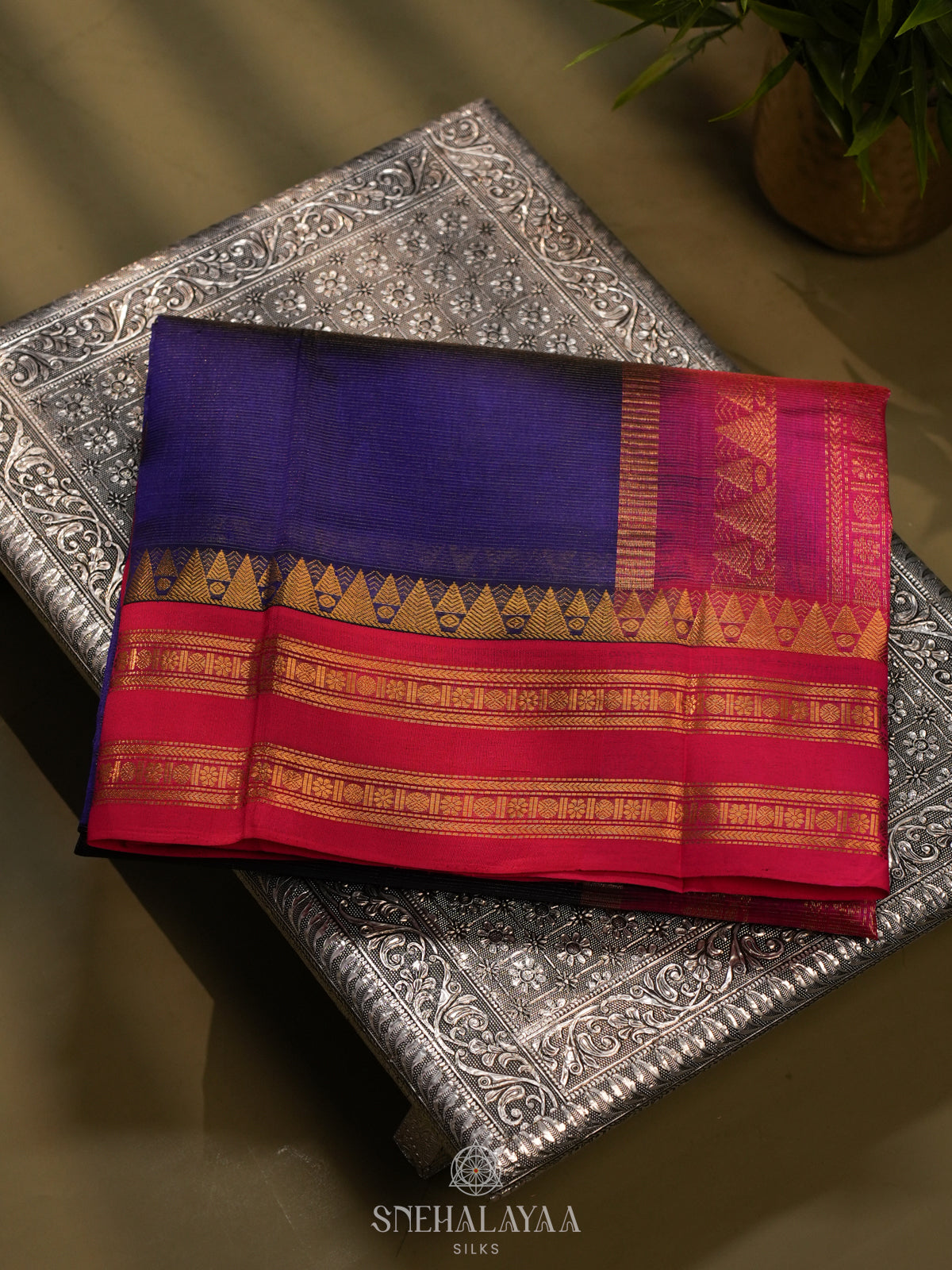 Purple Kanchi Silk Cotton Saree