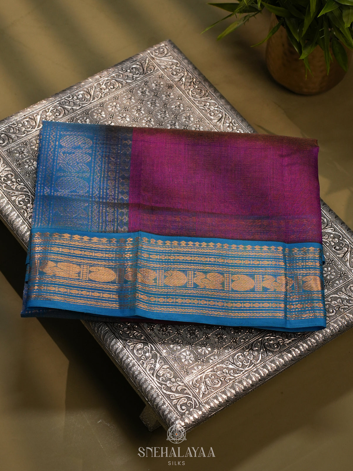 Magenta Kanchi Silk Cotton Saree