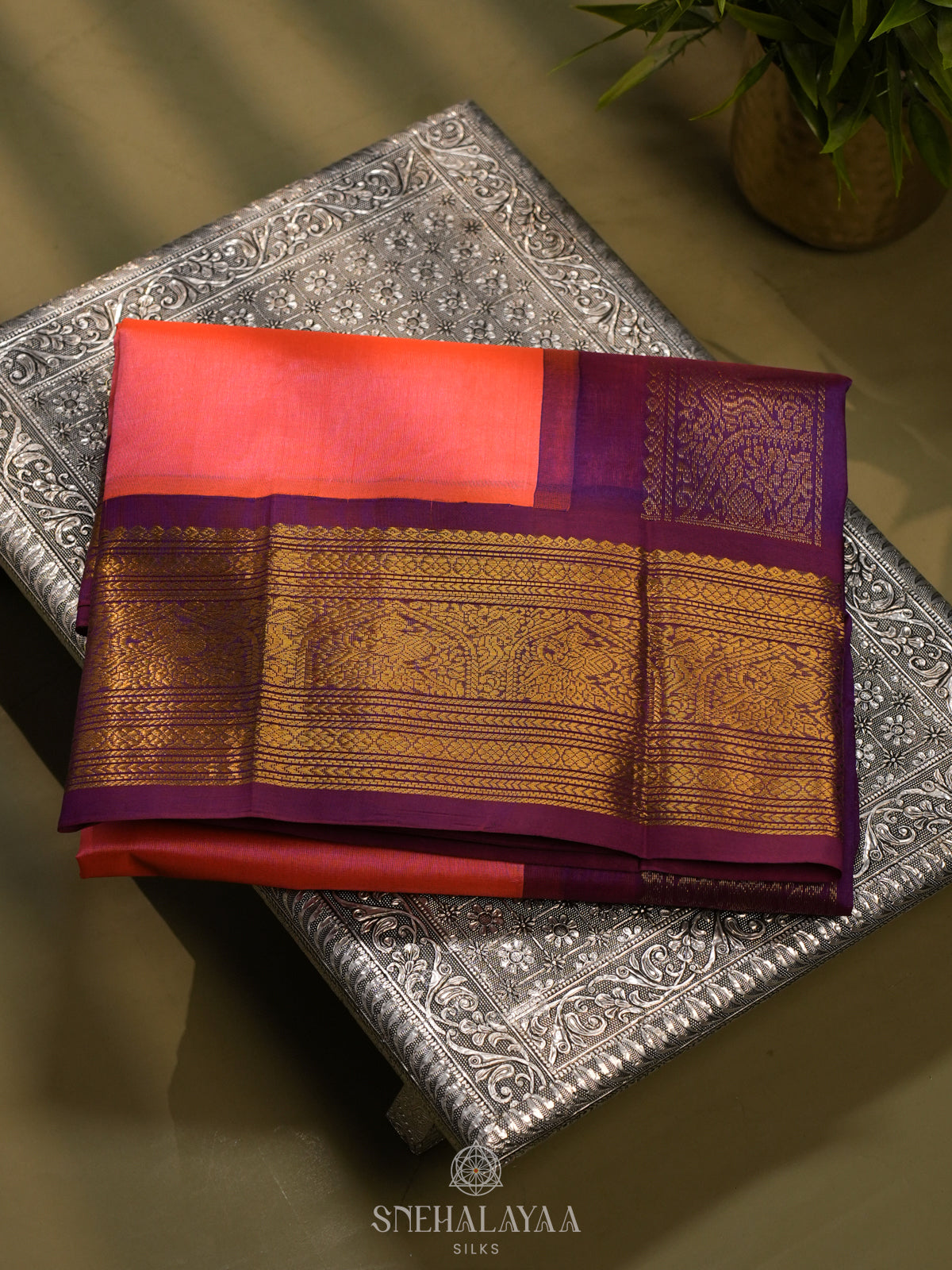 Peach Kanchi Silk Cotton Saree