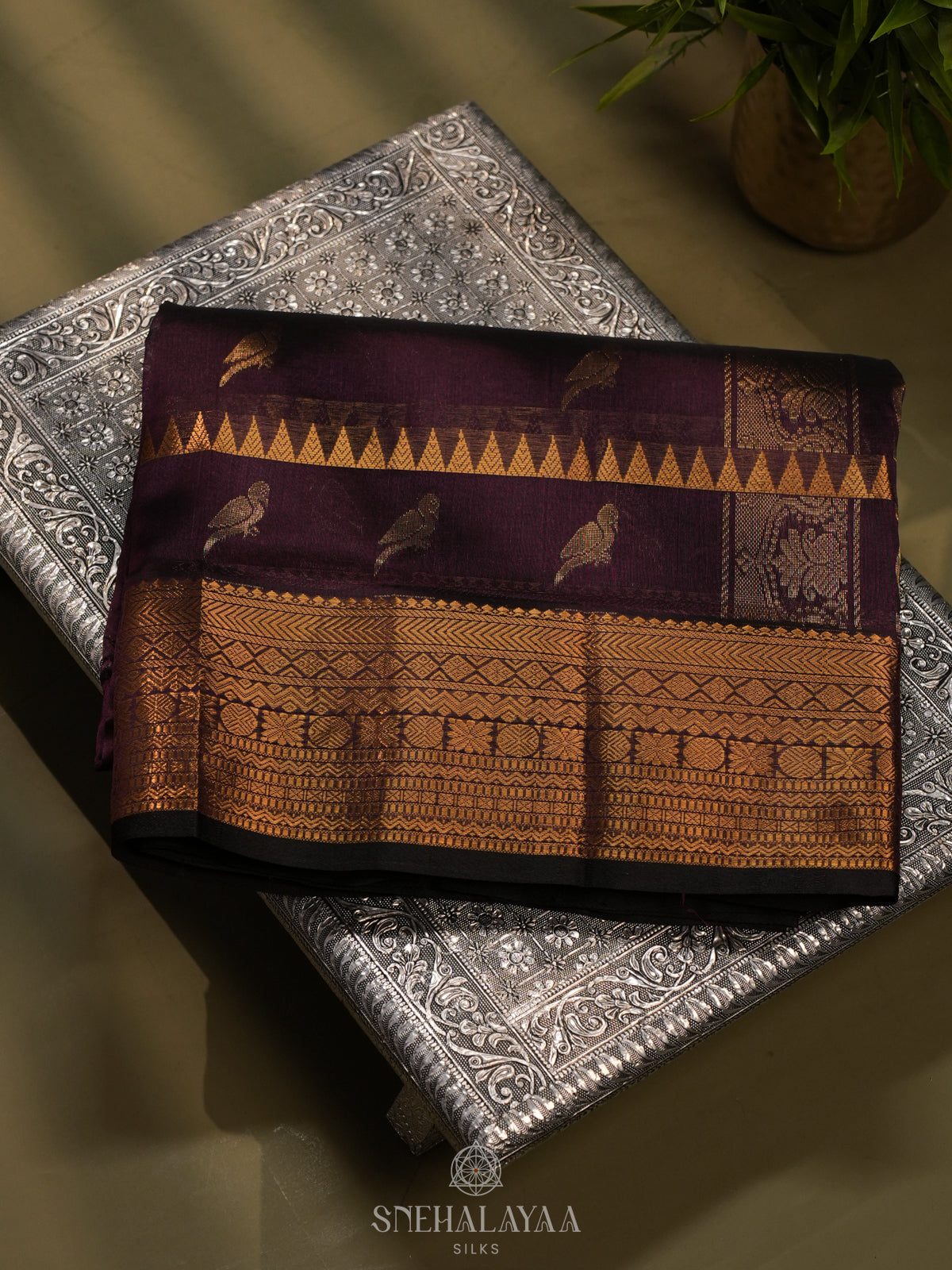 Burgundy Kanchi Silk Cotton Saree