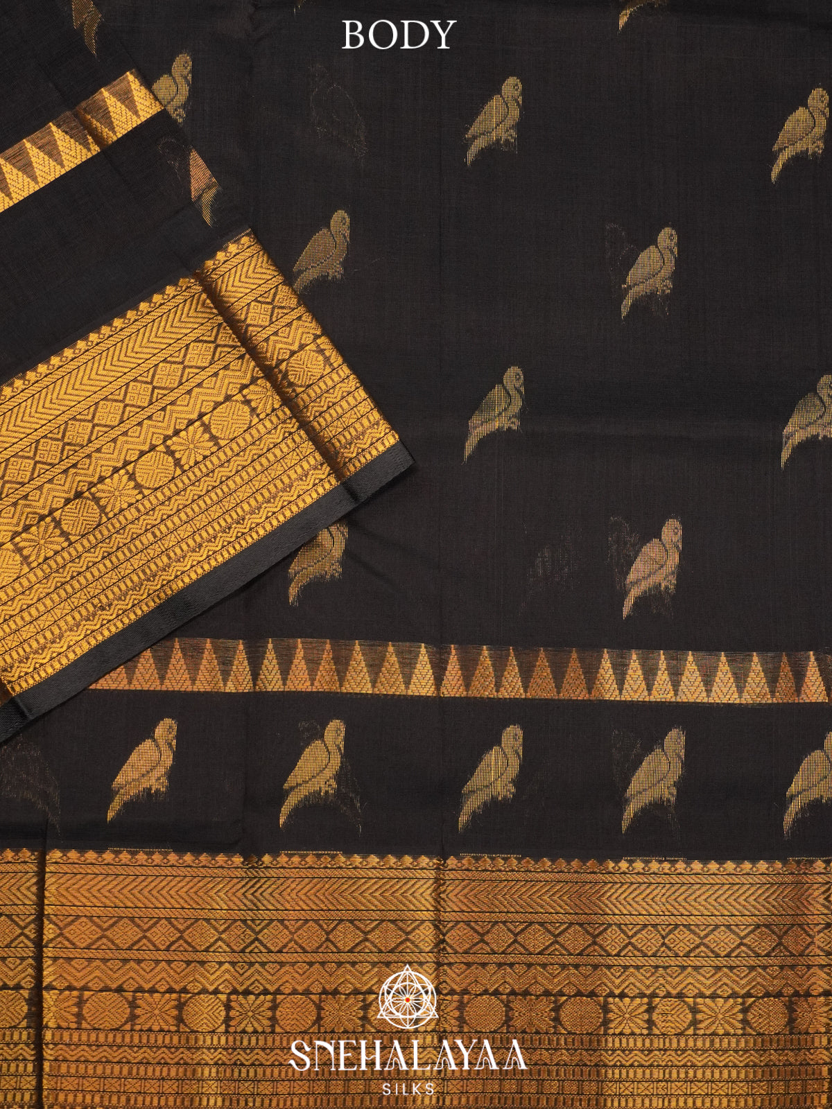 Charcol Black Kanchi Silk Cotton Saree