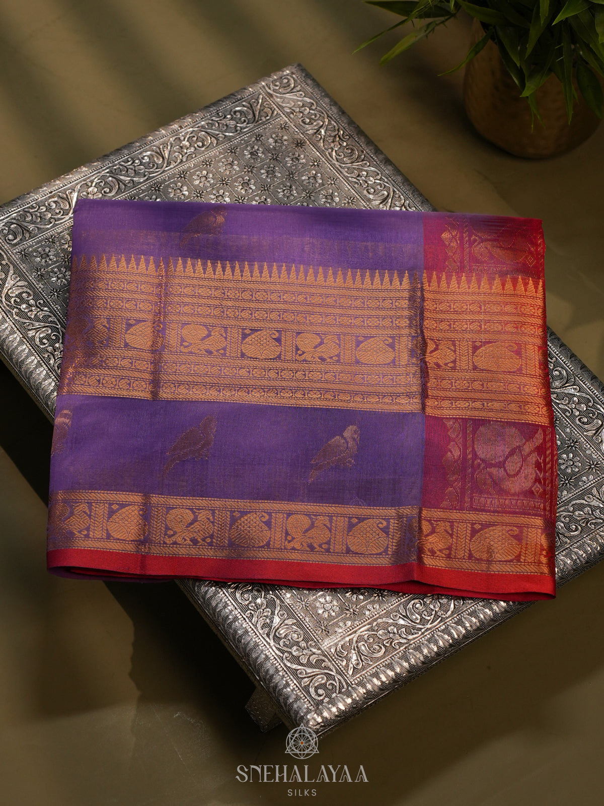 Lilac Kanchi Silk Cotton Saree