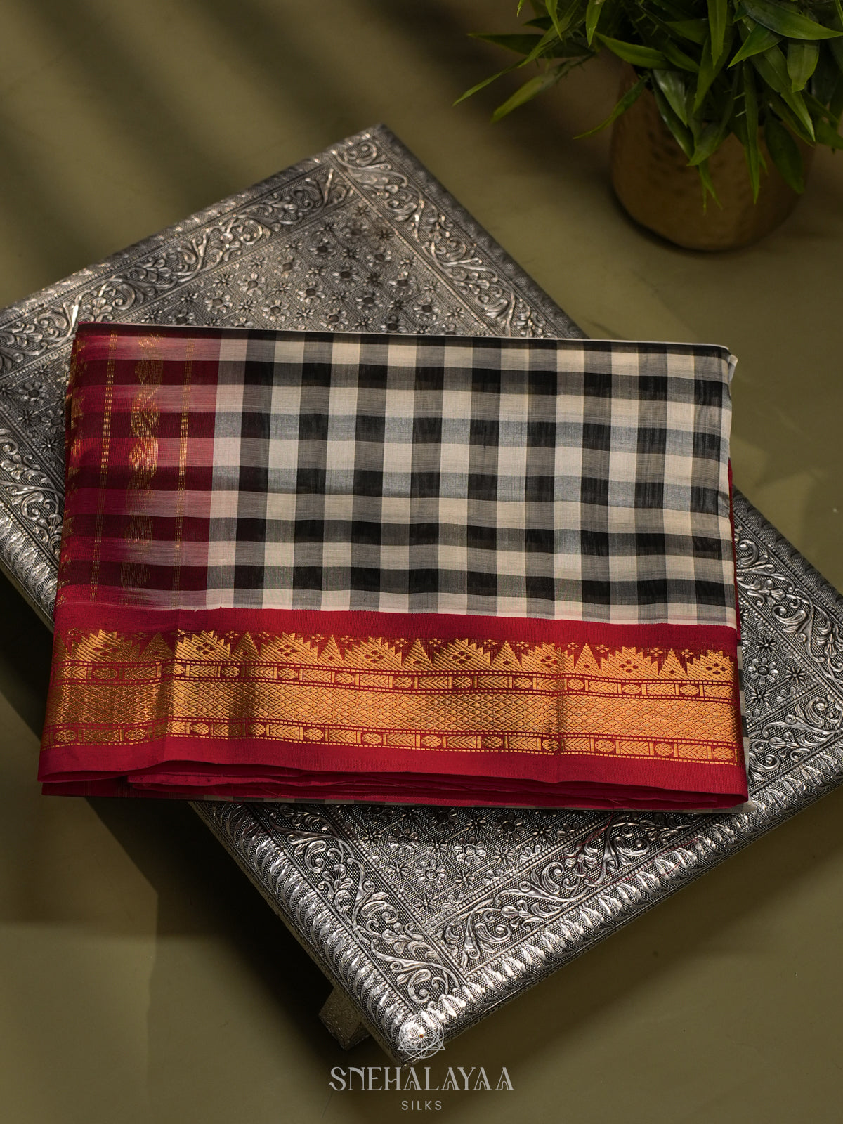 Black Kanchi Silk Cotton Saree