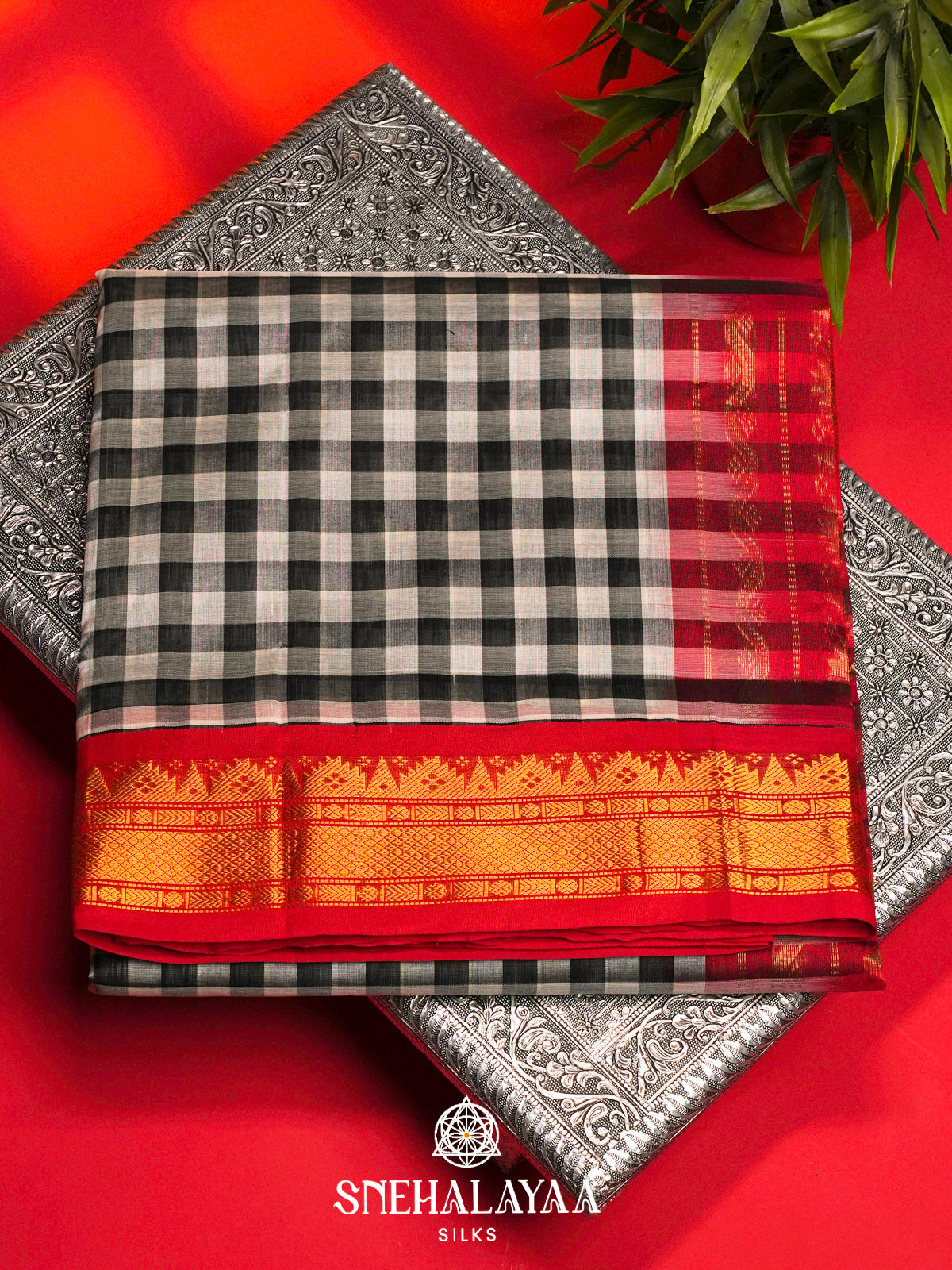 Black Kanchi Silk Cotton Saree