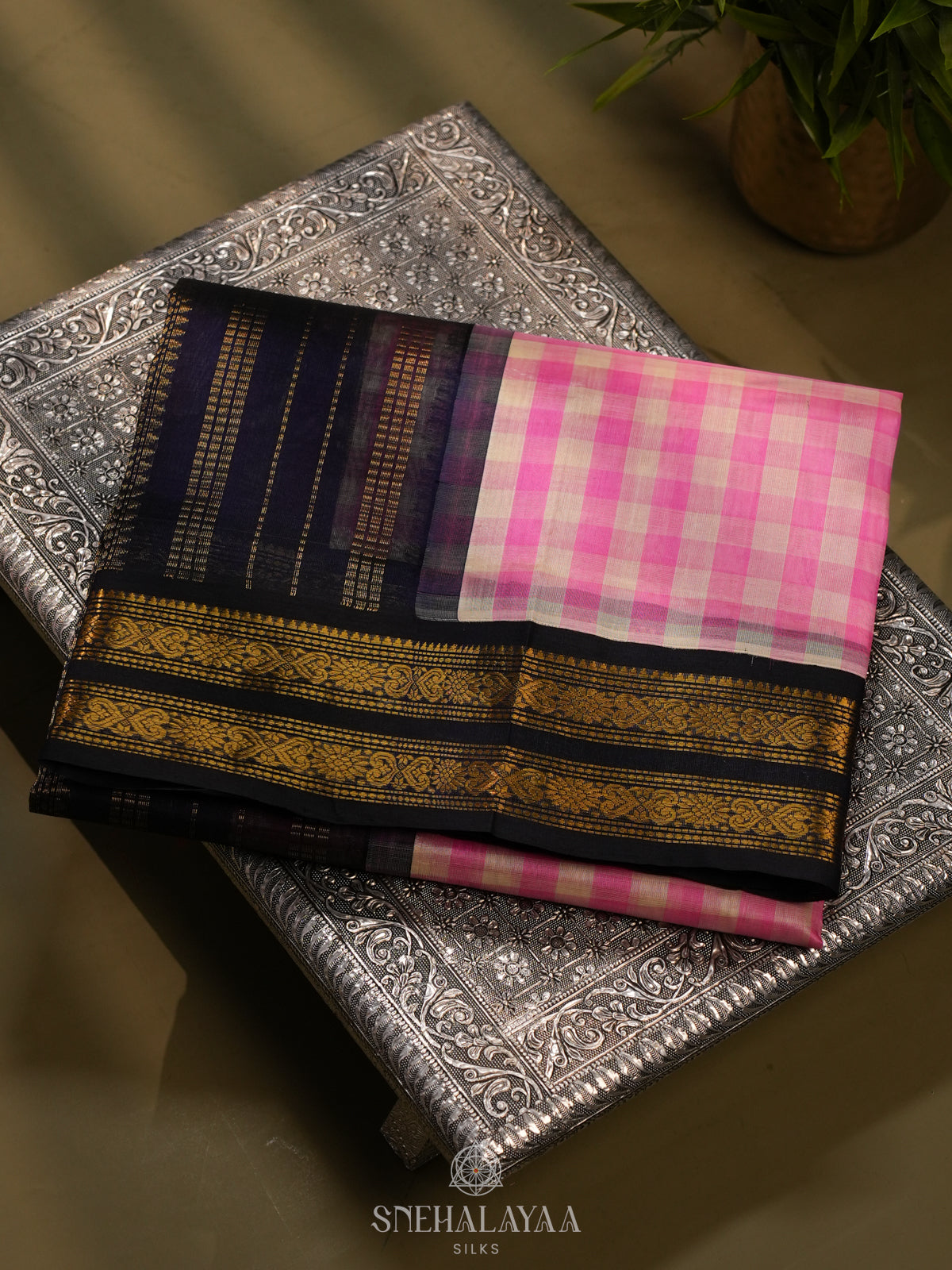 Pink  Kanchi Silk Cotton Saree