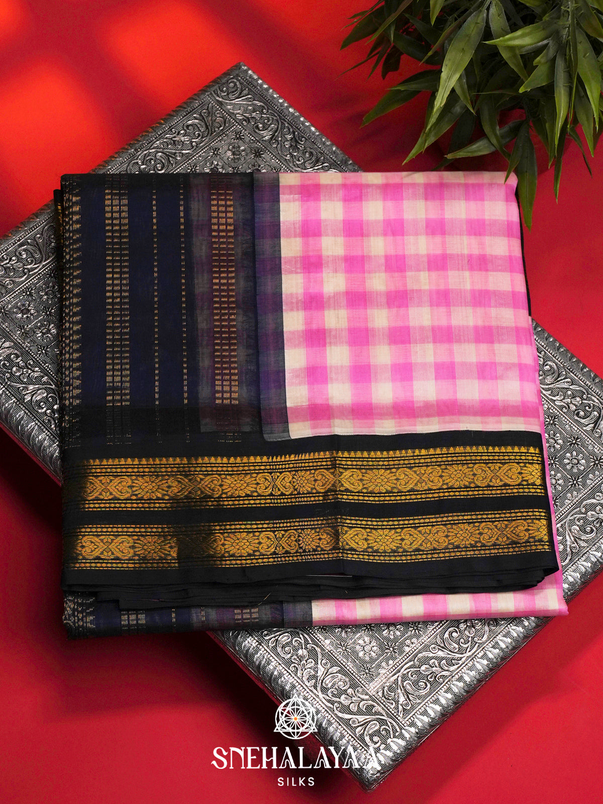 Pink  Kanchi Silk Cotton Saree