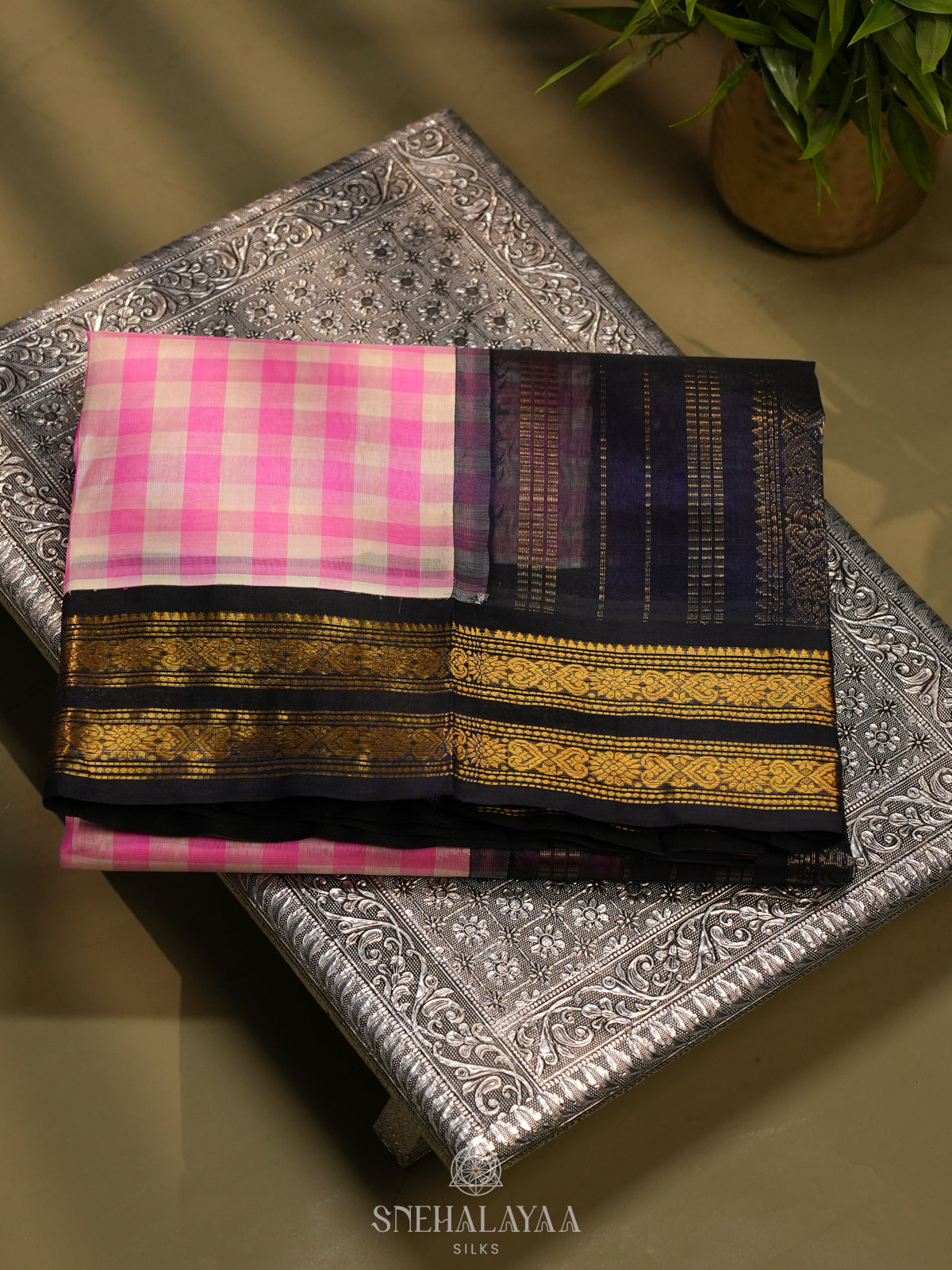 Pink  Kanchi Silk Cotton Saree