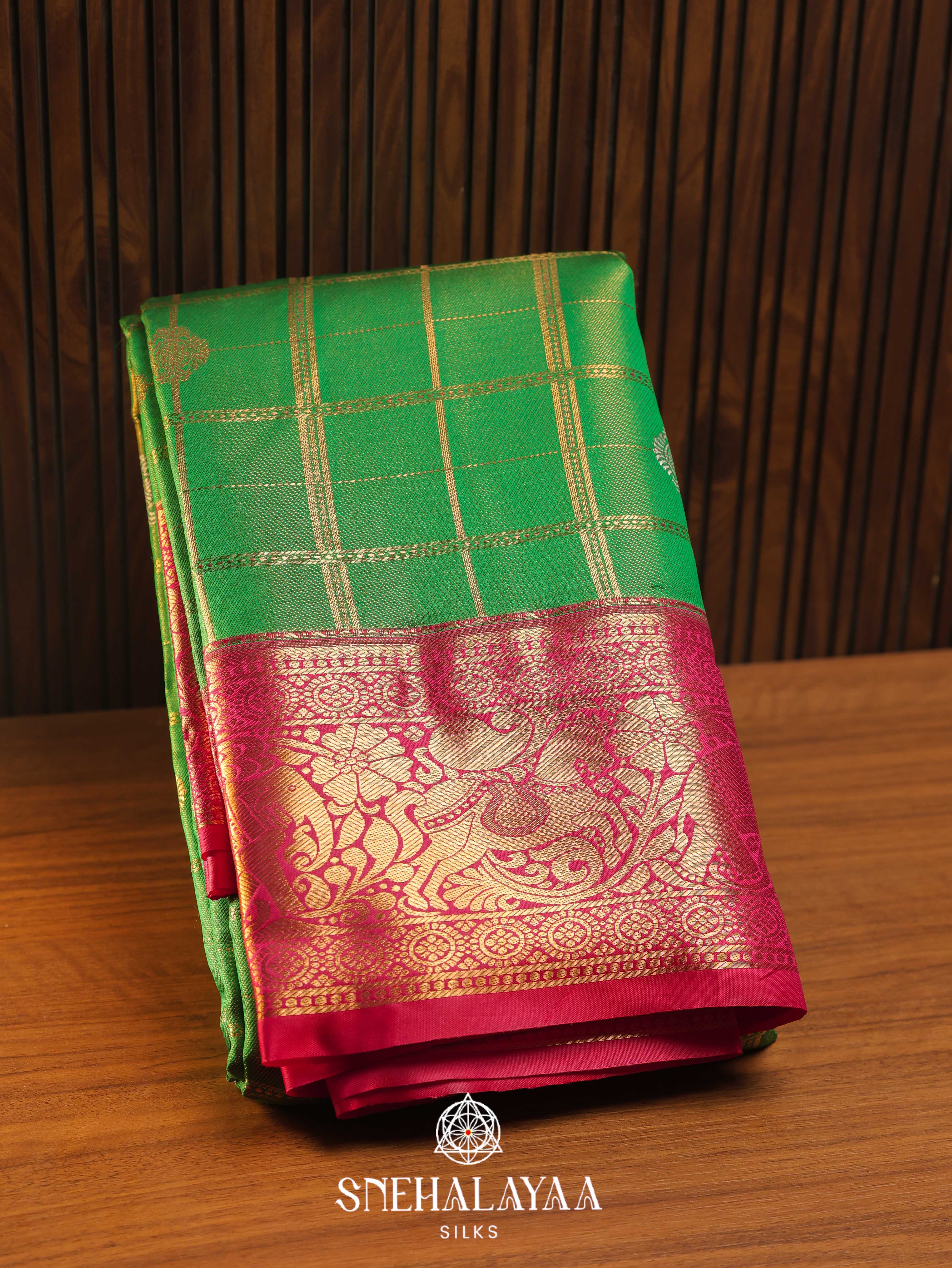 Emerald Green Art Silk Saree