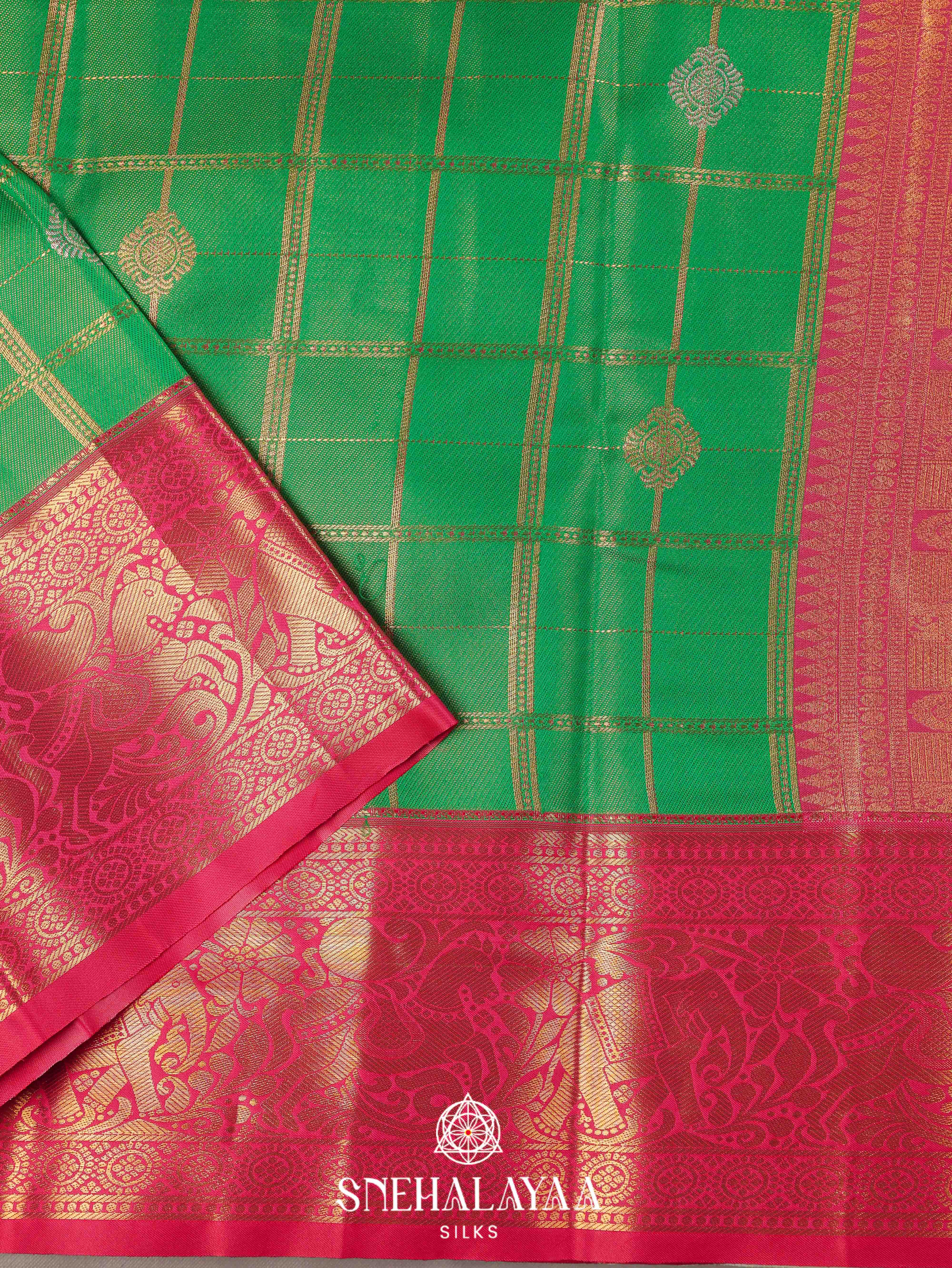 Emerald Green Art Silk Saree
