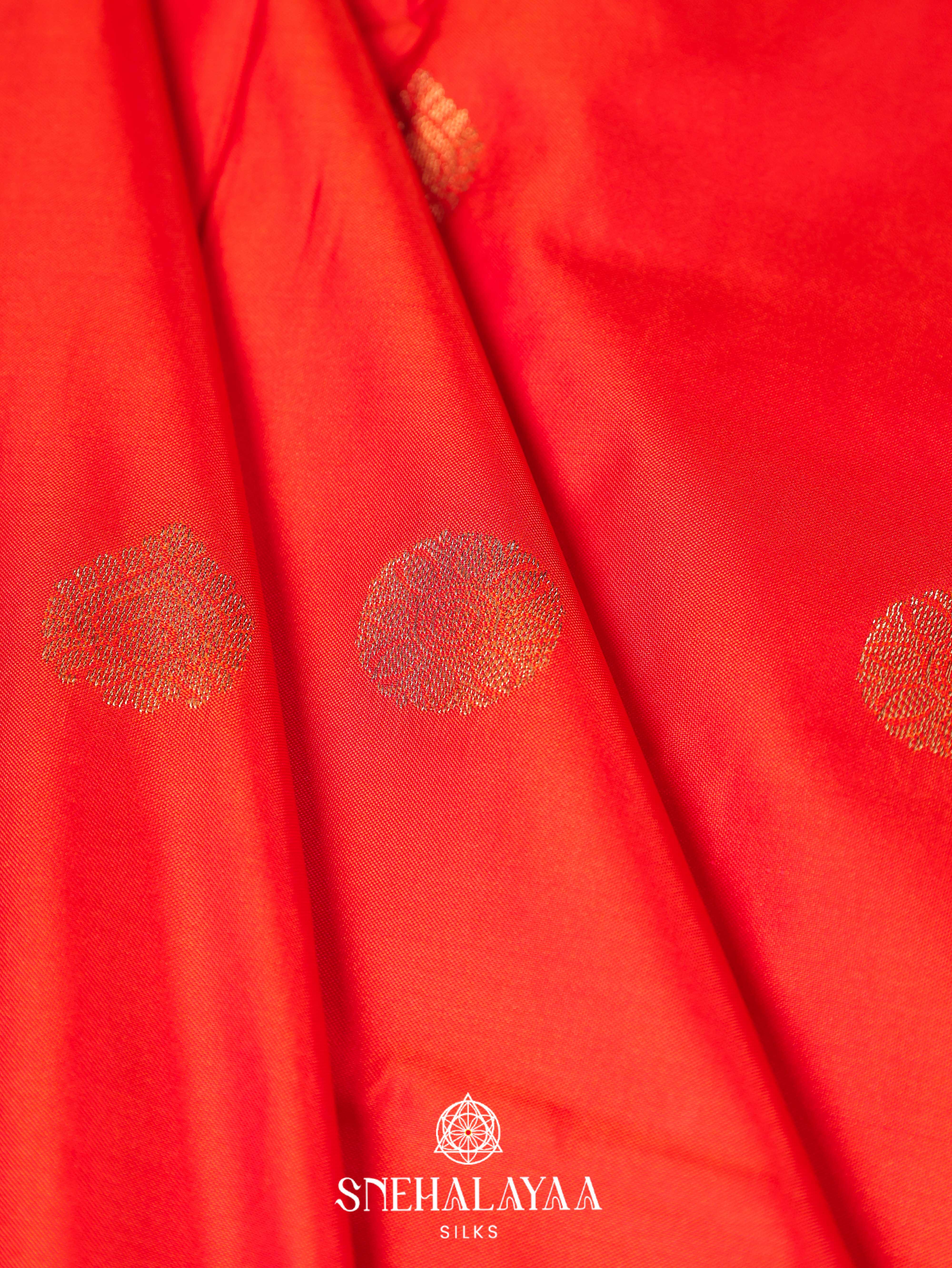 Rust Orange Art Silk Saree