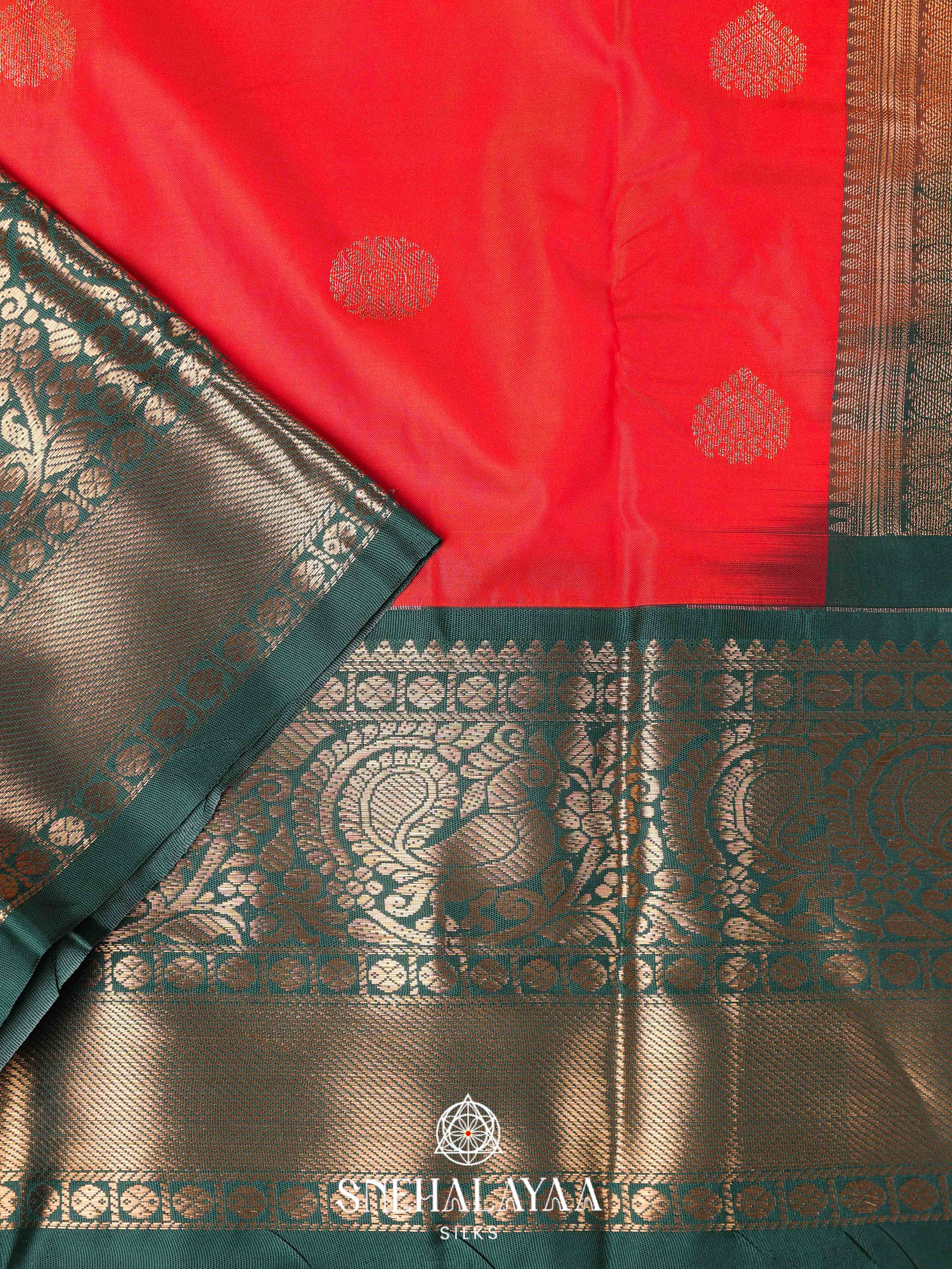 Rust Orange Art Silk Saree