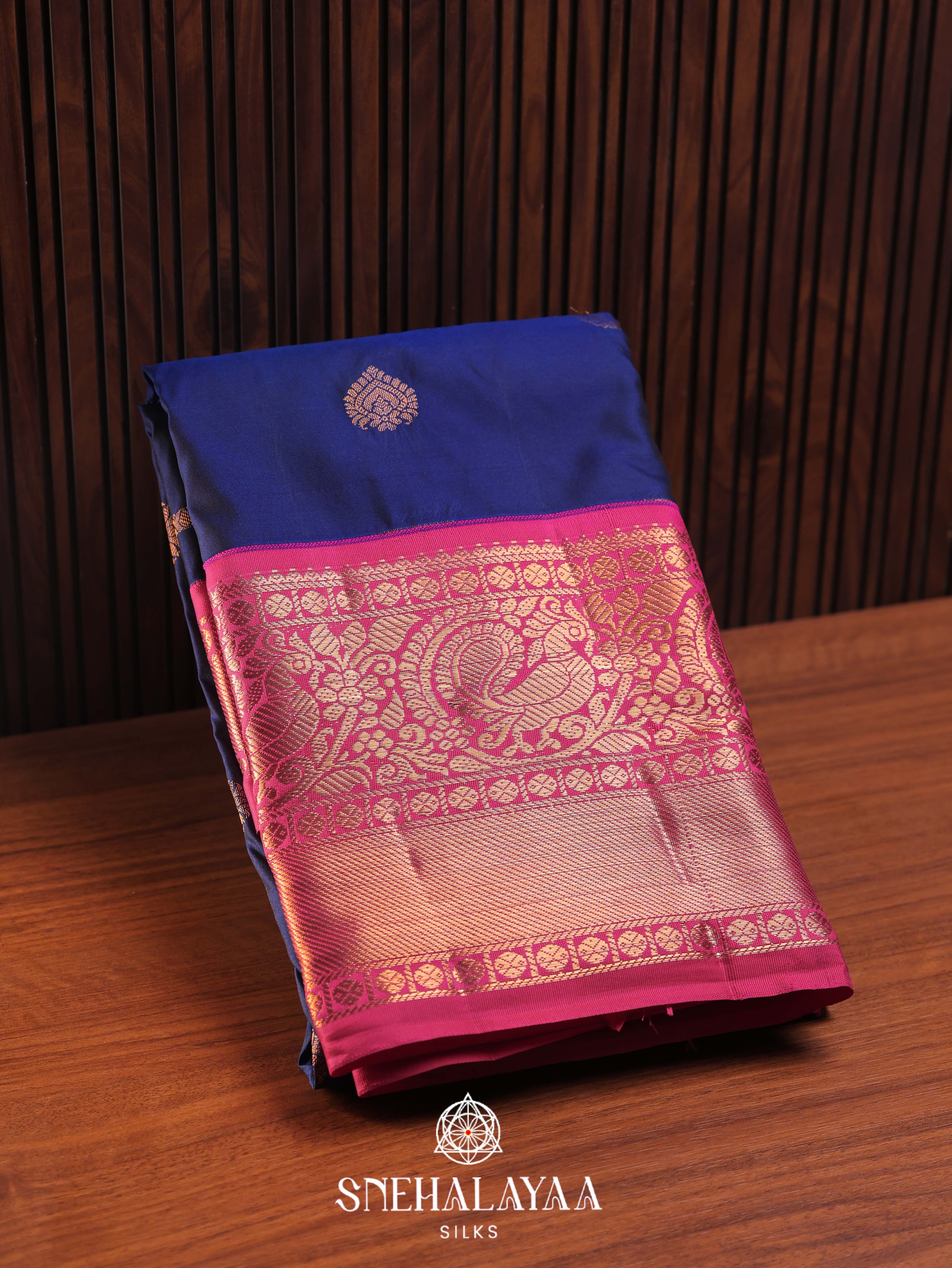 Navy Blue Art Silk Saree