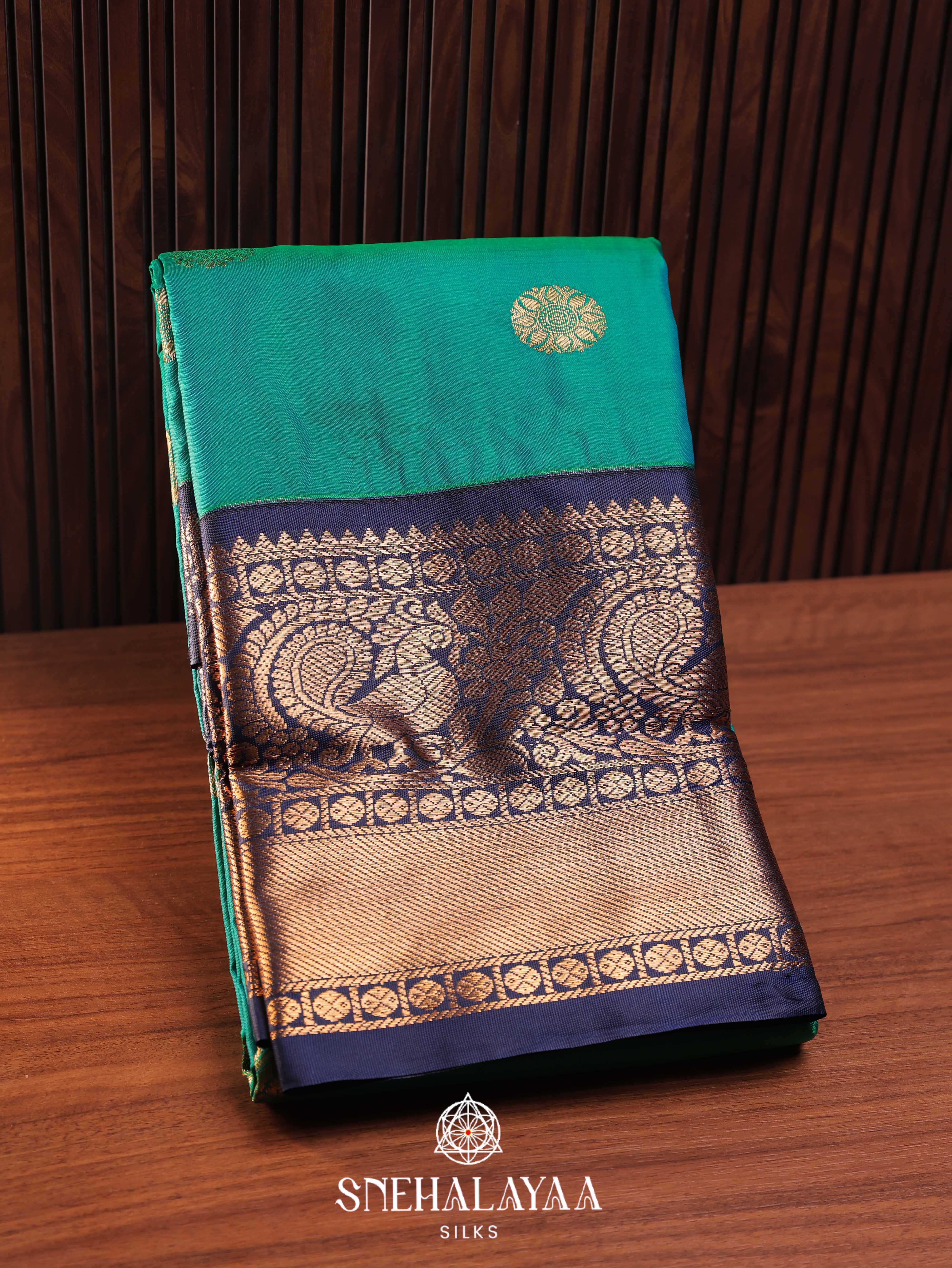 Teal Blue Art Silk Saree