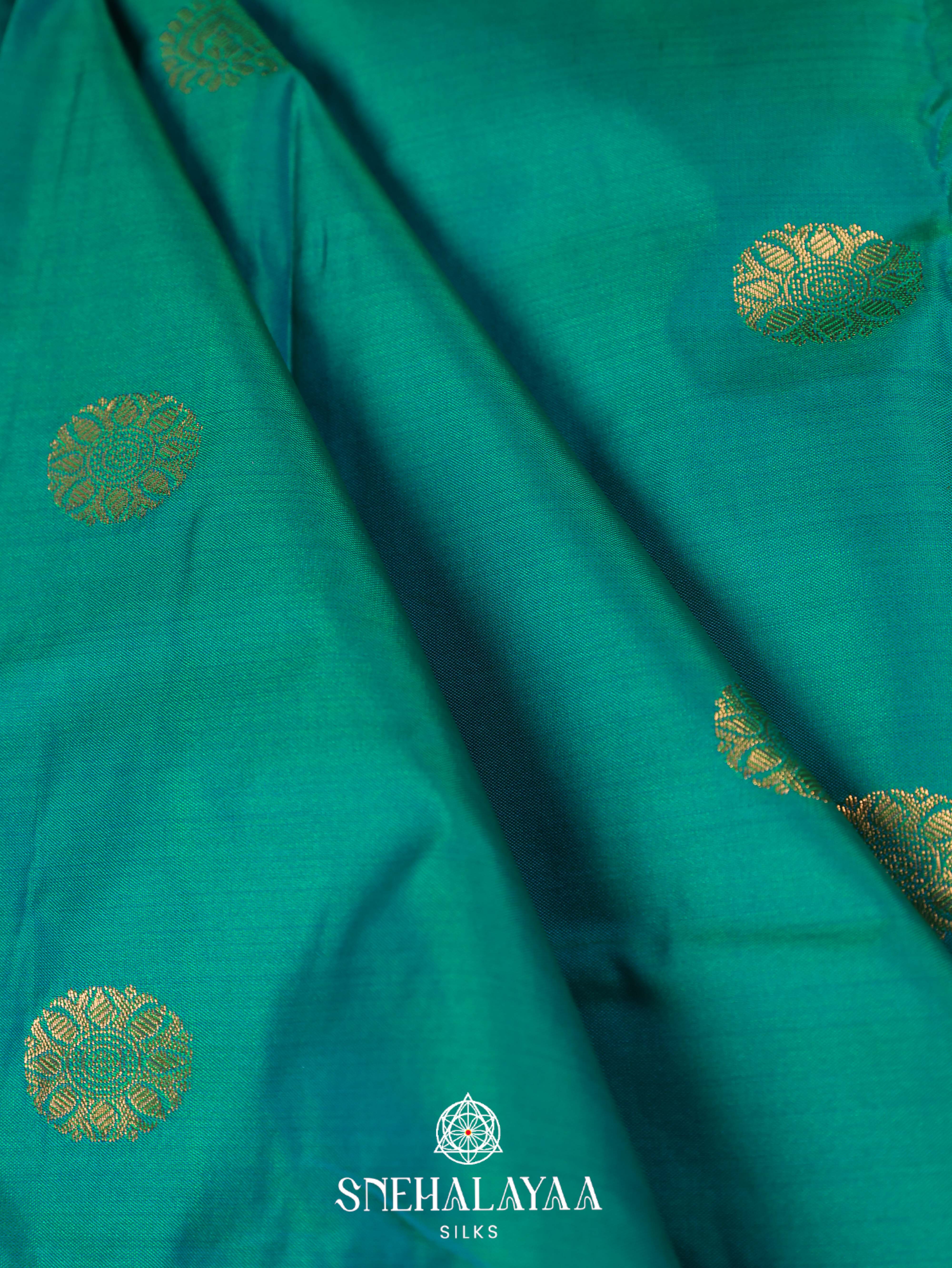 Teal Blue Art Silk Saree