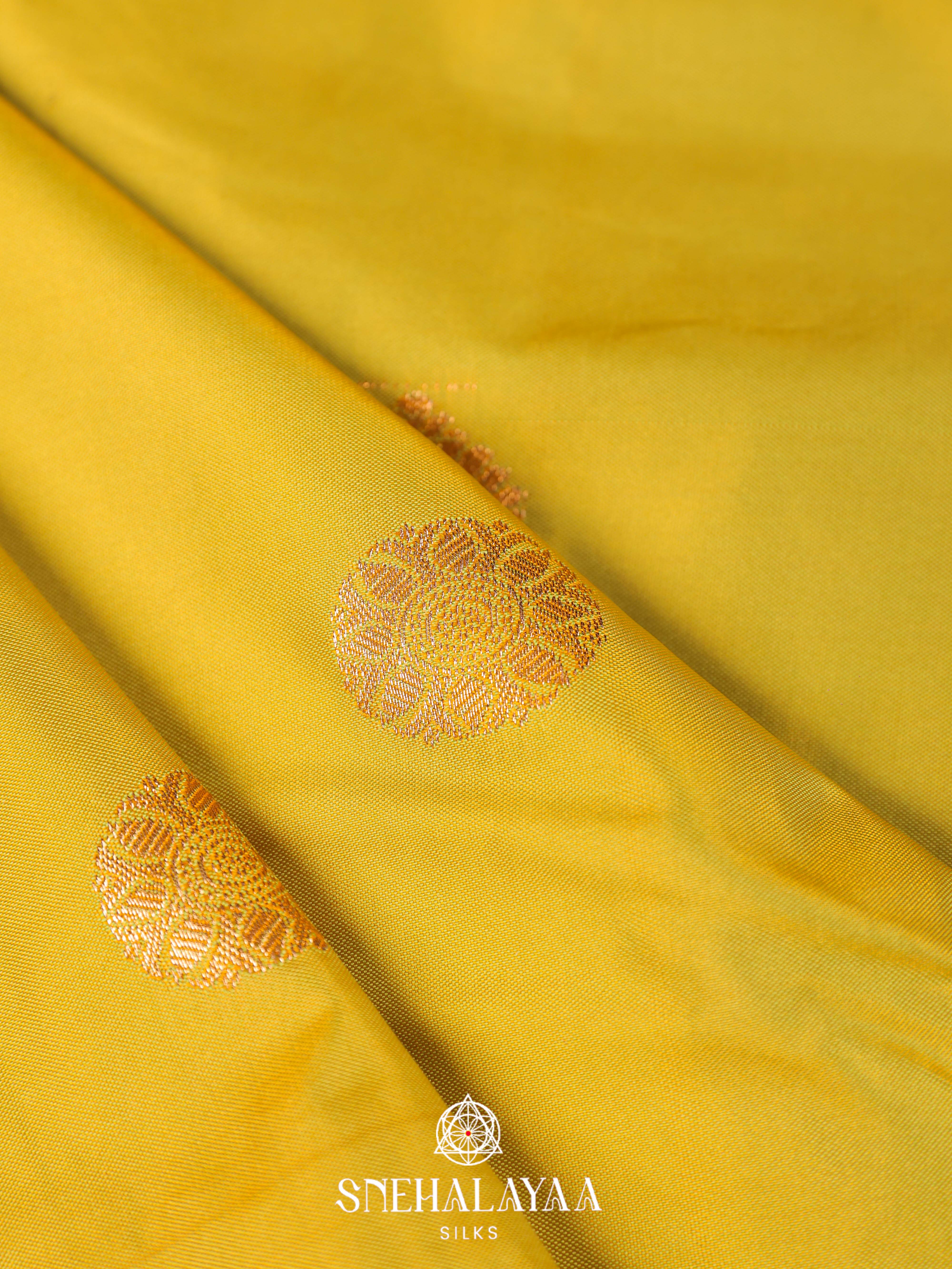 Lemon Yellow Art Silk Saree