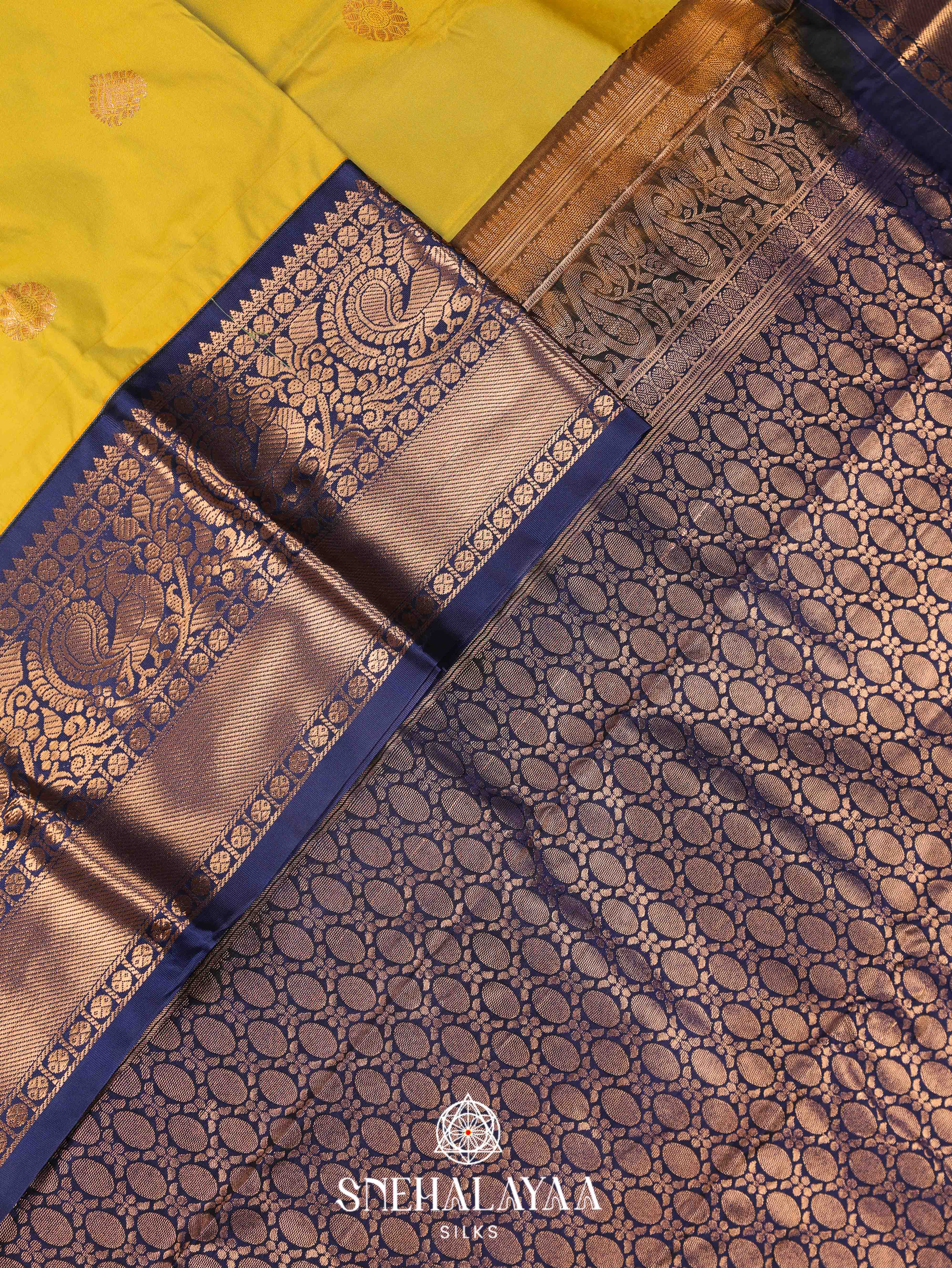Lemon Yellow Art Silk Saree