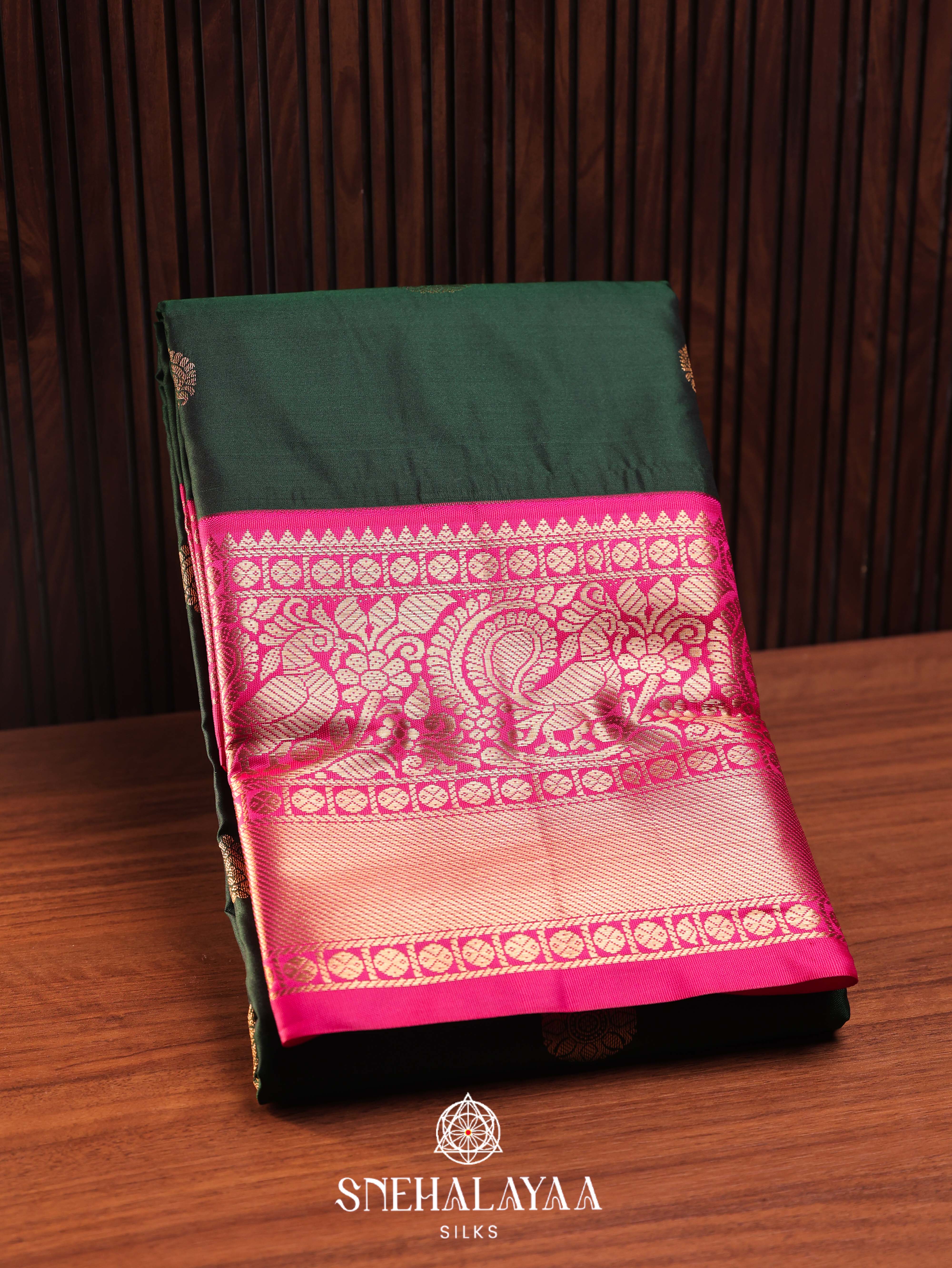 Forest Green Art Silk Saree