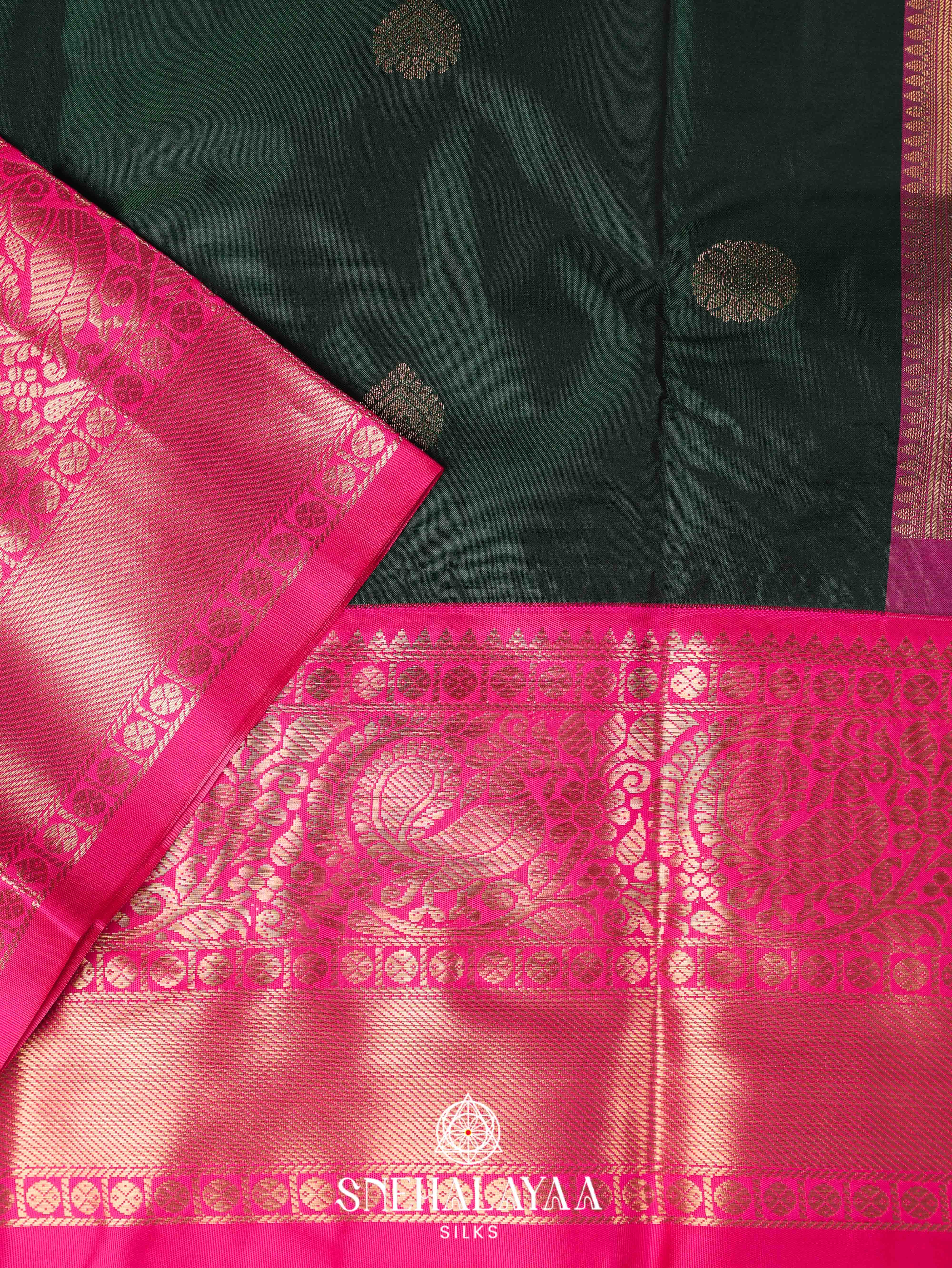 Forest Green Art Silk Saree