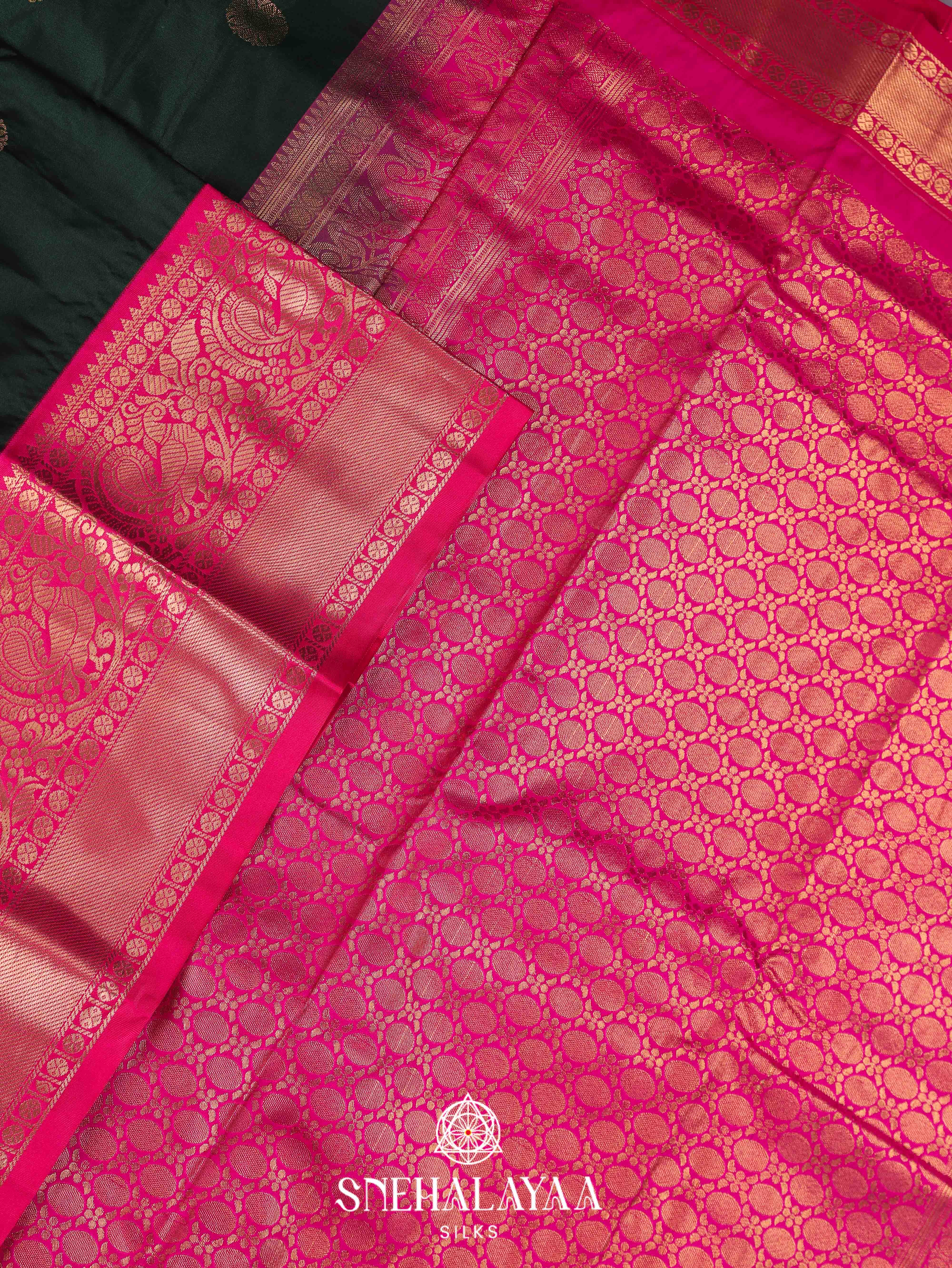 Forest Green Art Silk Saree