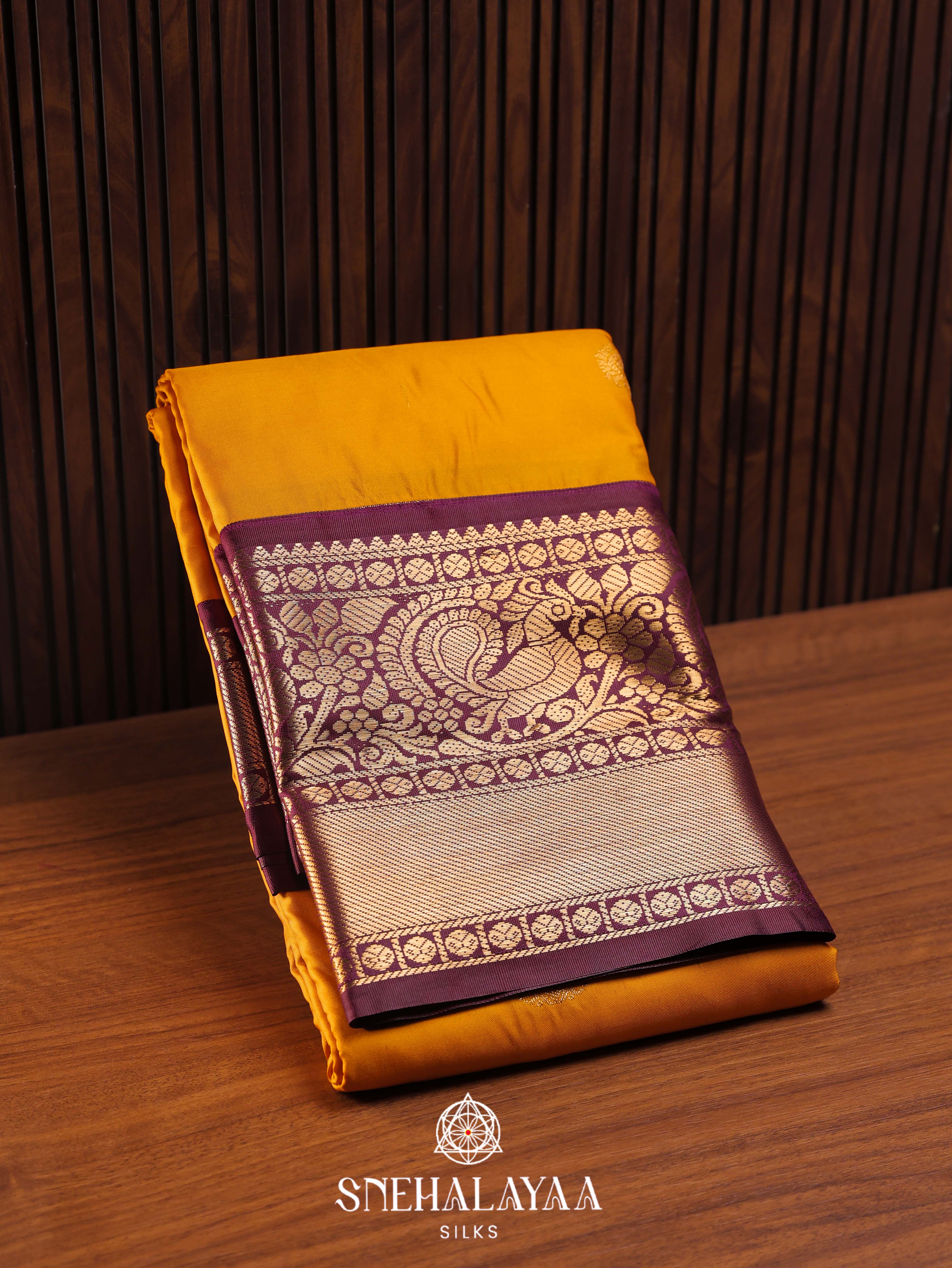 Mango Yellow Art Silk Saree