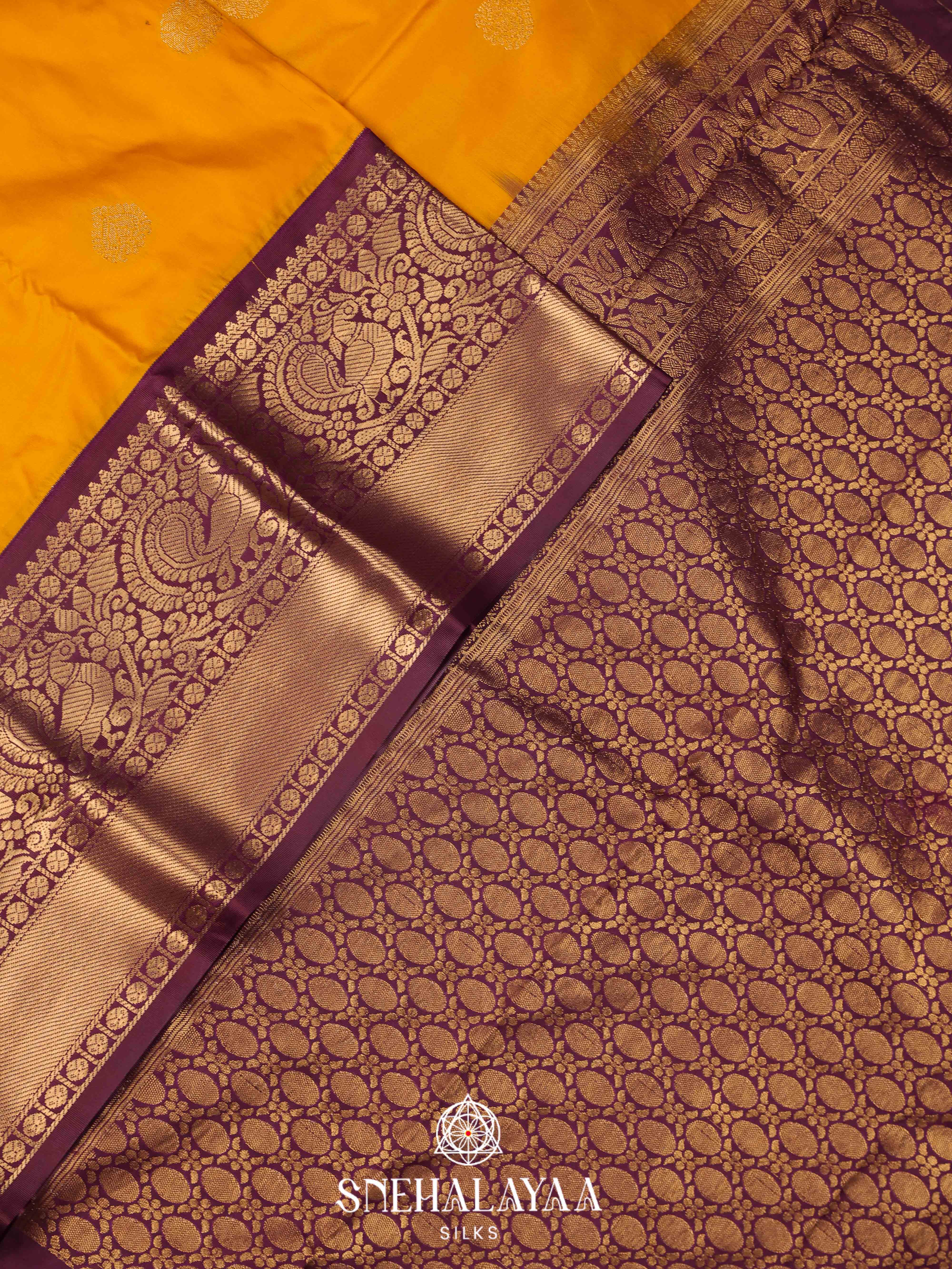 Mango Yellow Art Silk Saree